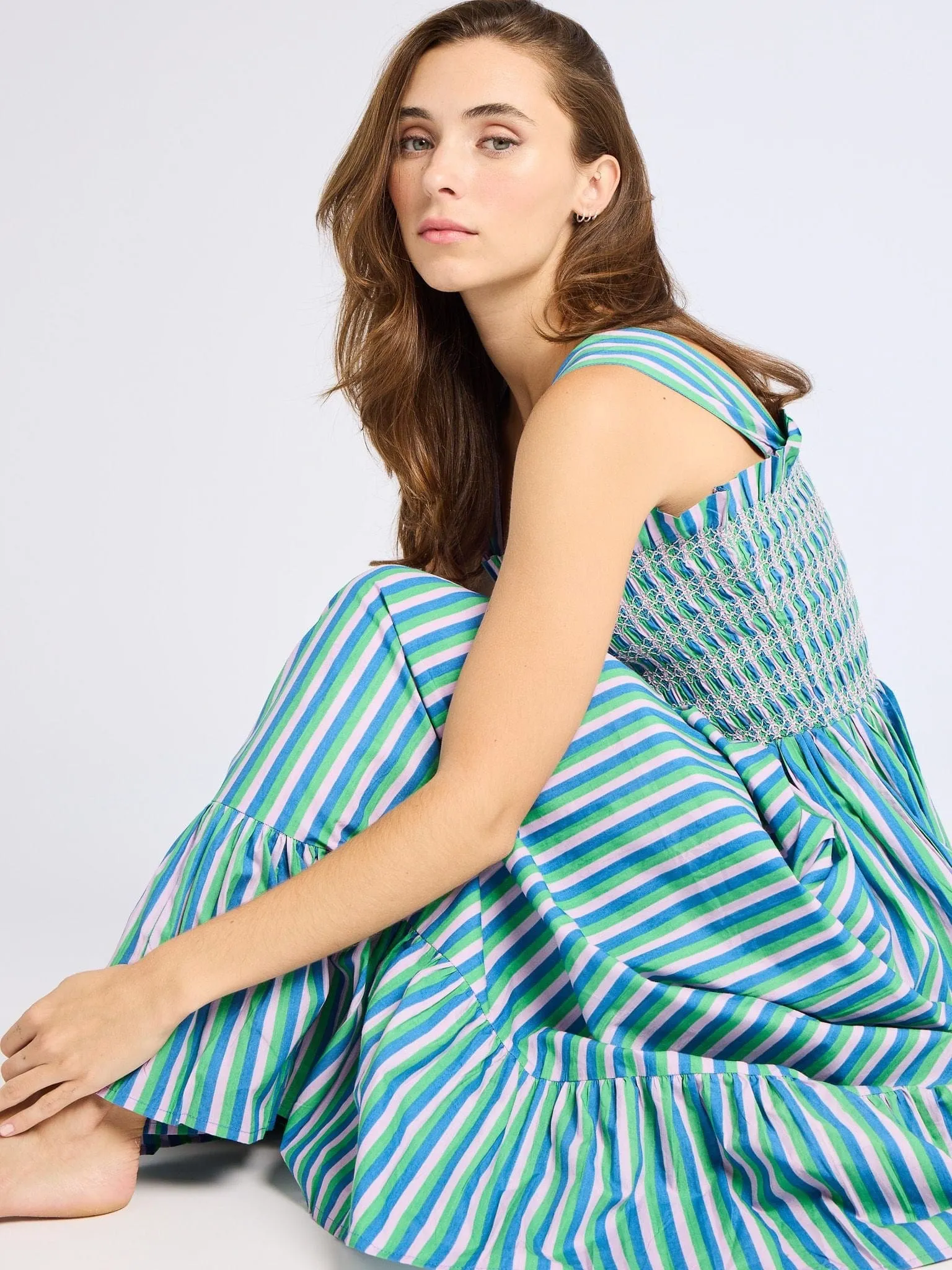 Garden Dress in Printemps Stripe travel light