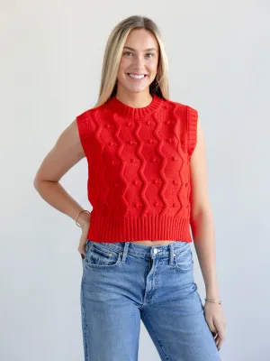 GiGi Bubble Vest in Red Winter Flow