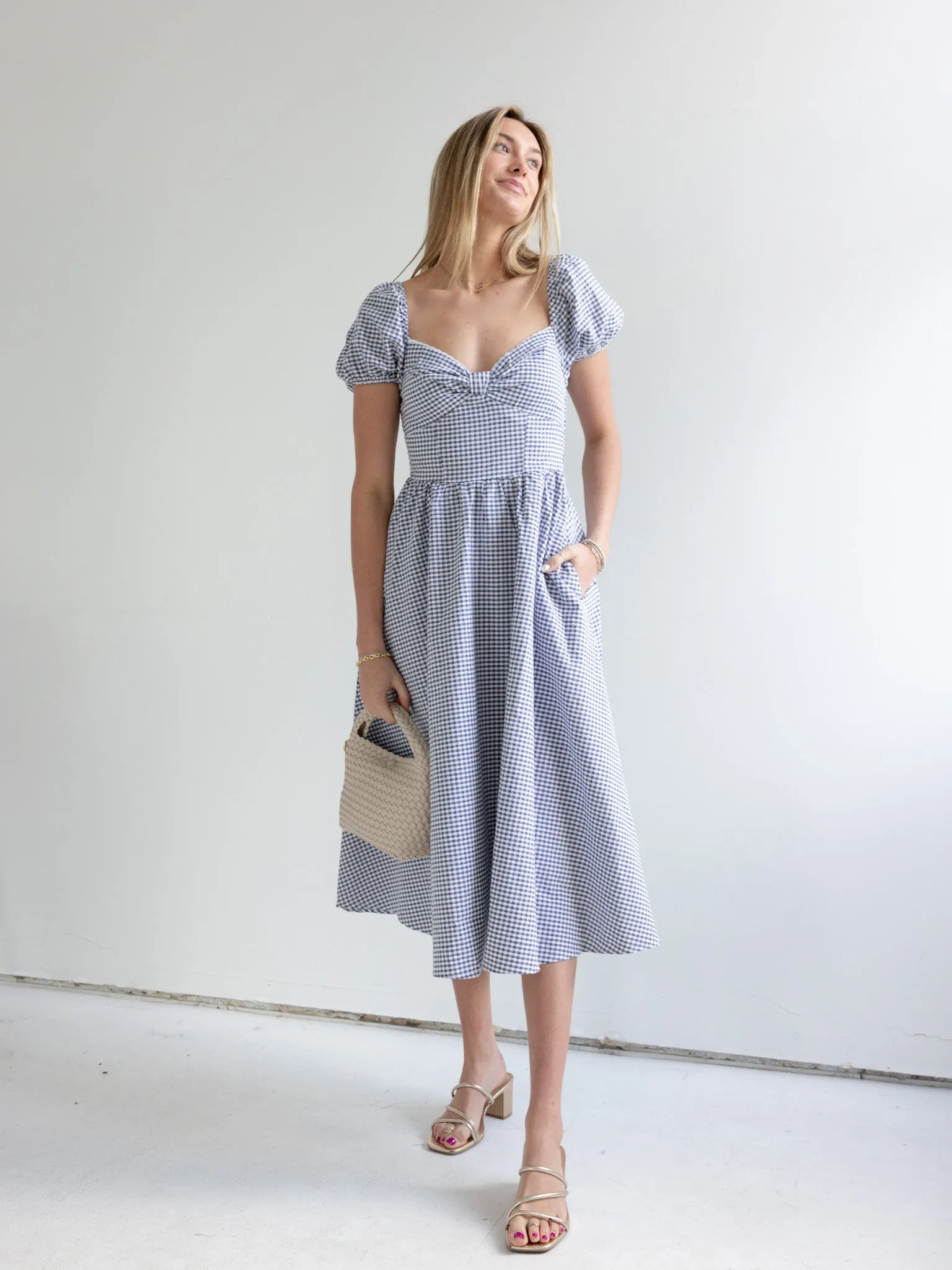 Gingham Sweetheart Dress natural style