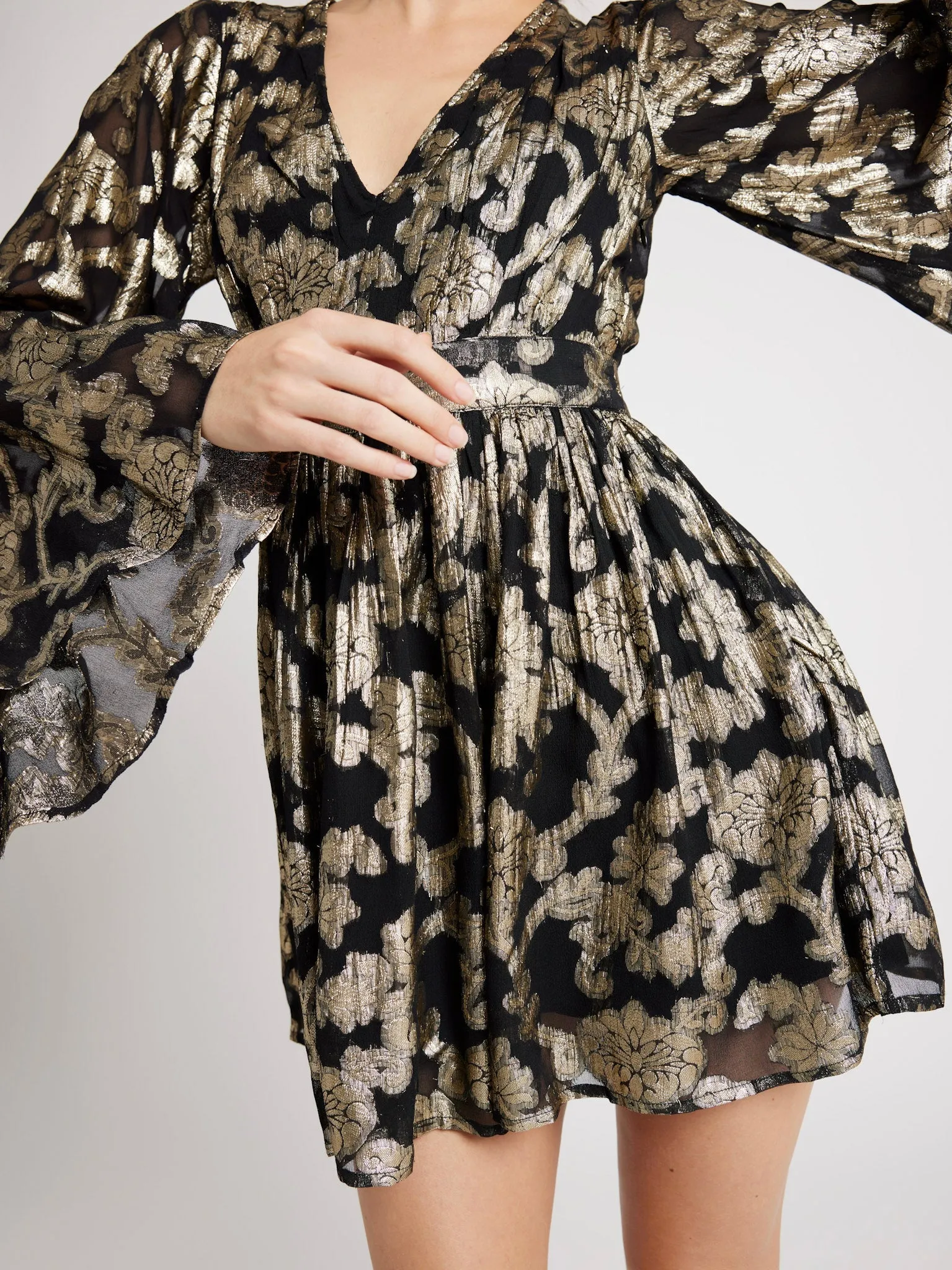 Goldie Dress in Metallic Jacquard morning pick
