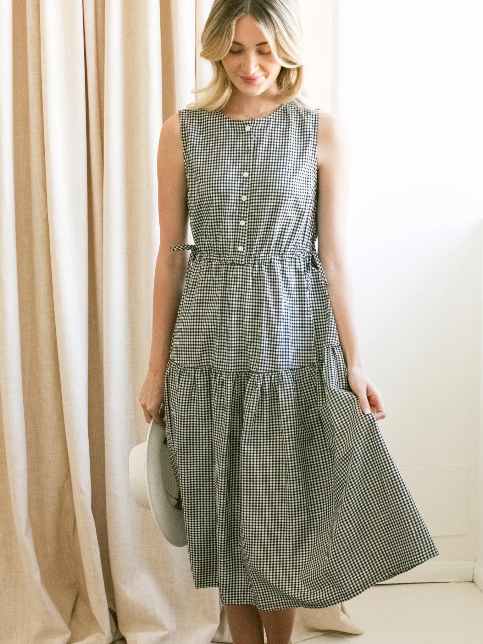 Gracie Gingham Midi Dress slow fashion
