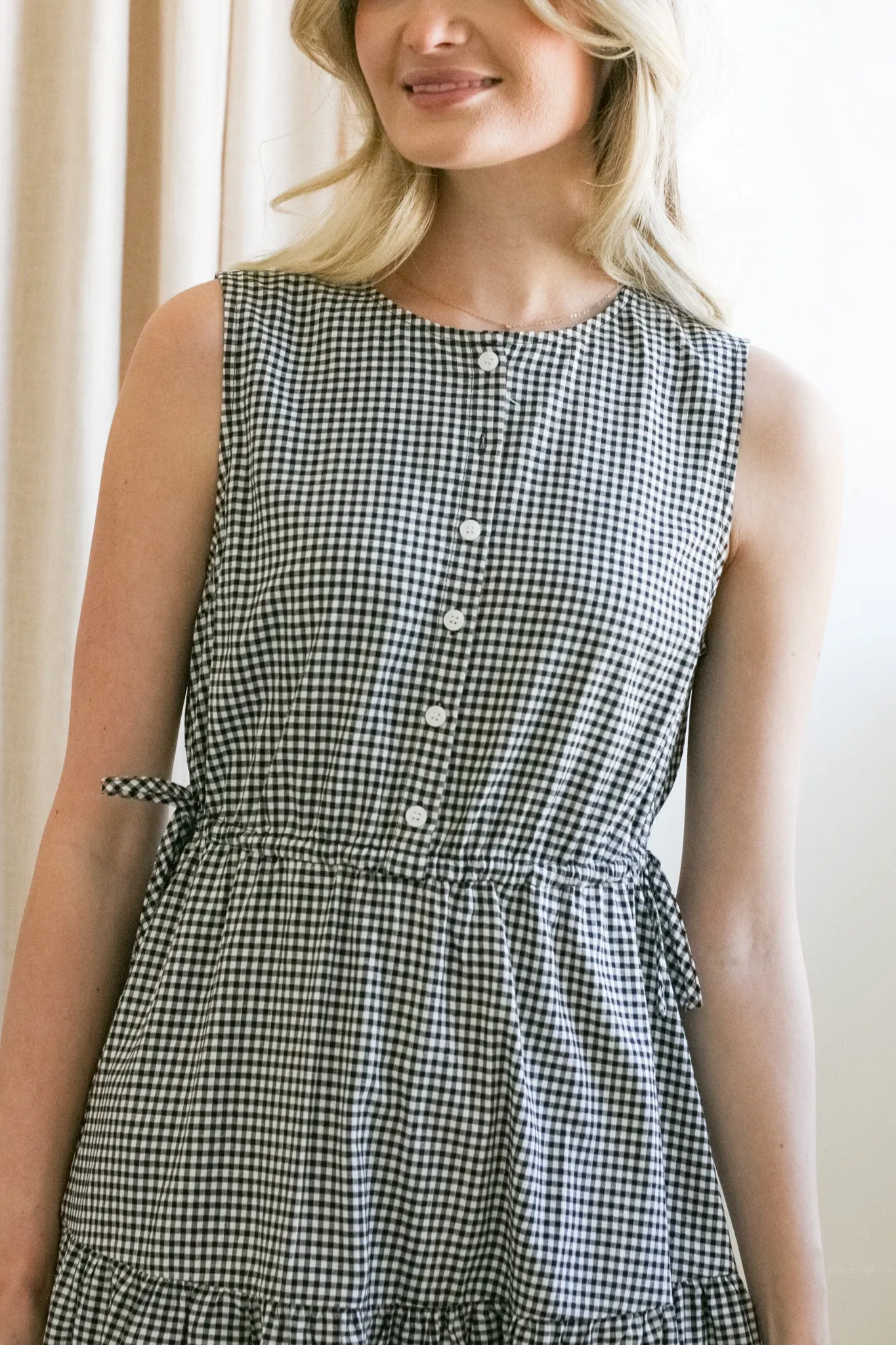 Gracie Gingham Midi Dress playful vibe