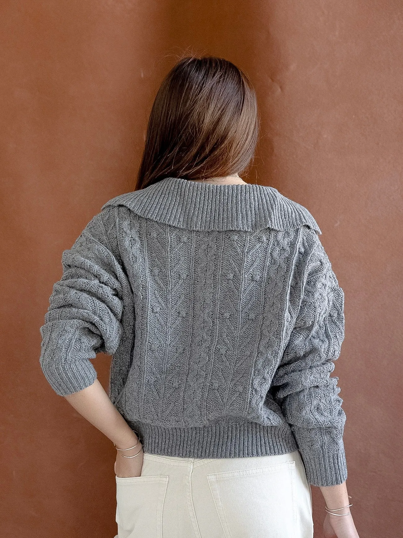 Grey Wide Cable Knit Stay Cozy