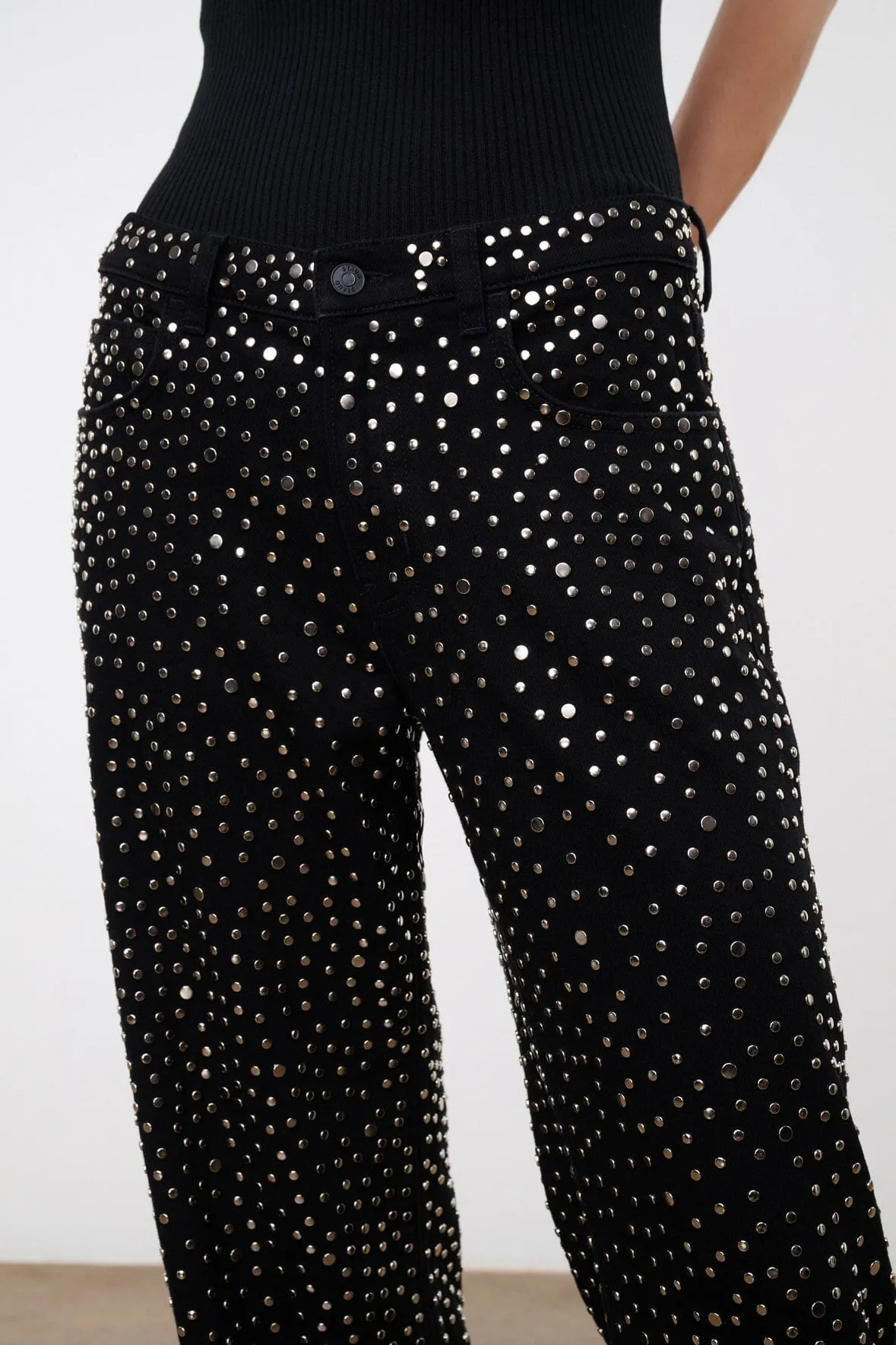 GUS STUDDED RELAXED JEAN | BLACK simple useful