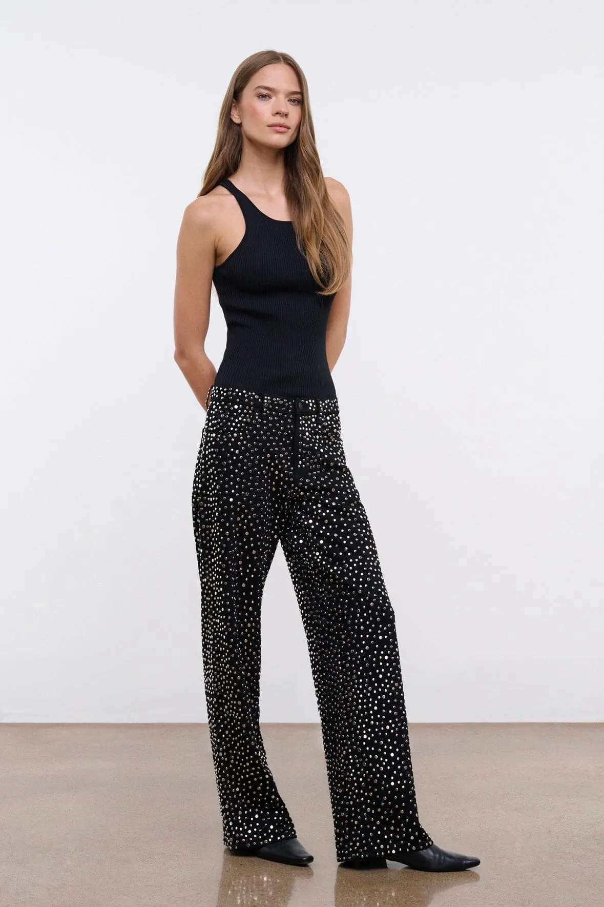 GUS STUDDED RELAXED JEAN | BLACK classical durable