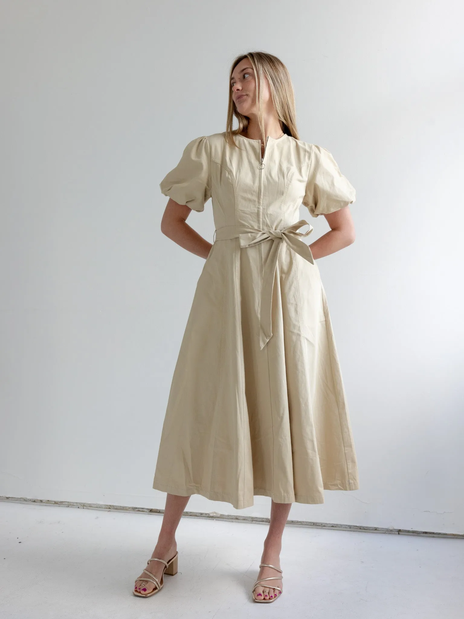 Hadley Woven Dress - Khaki natural ease