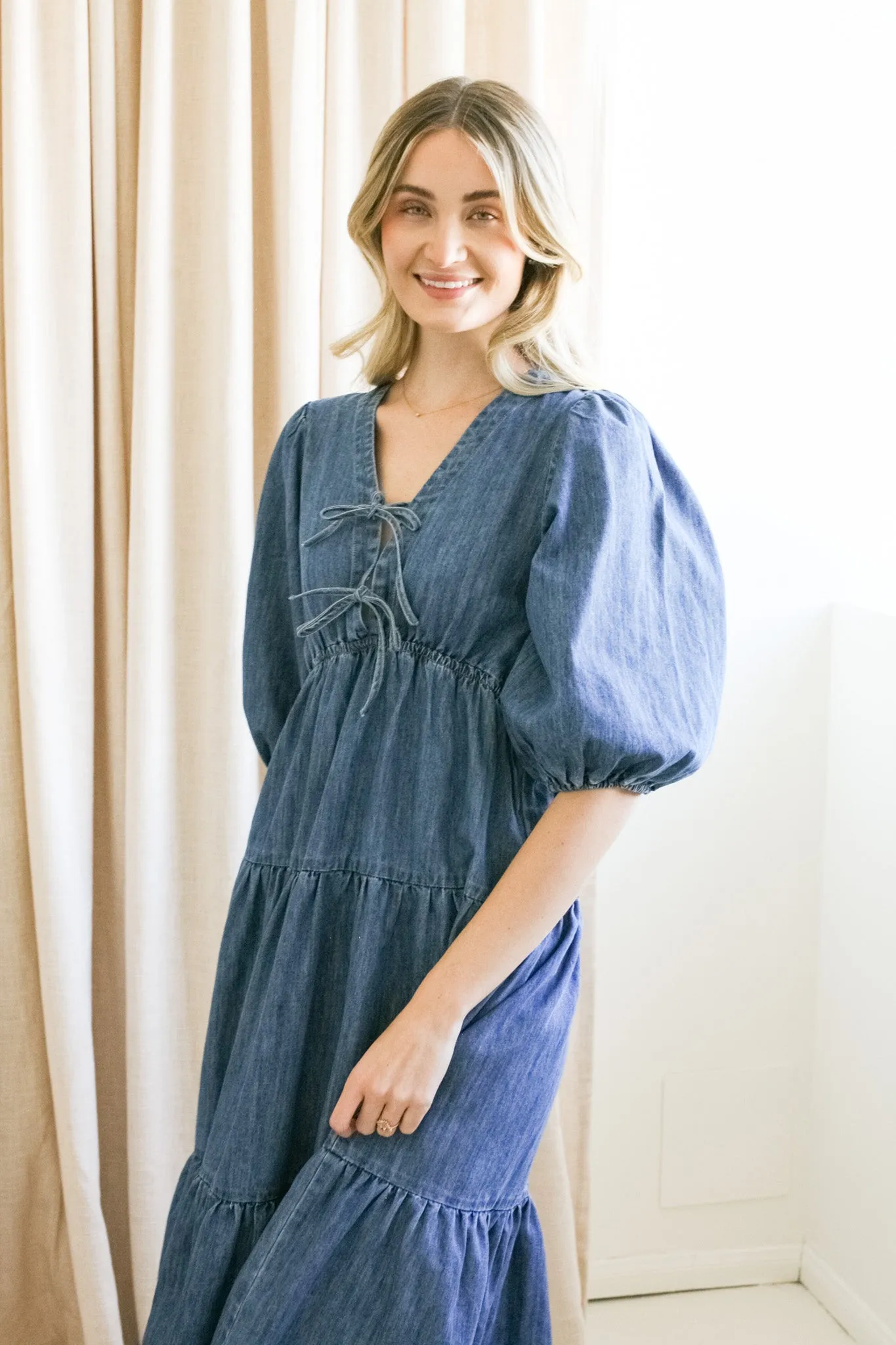 Harper Denim Midi Dress timeless wear