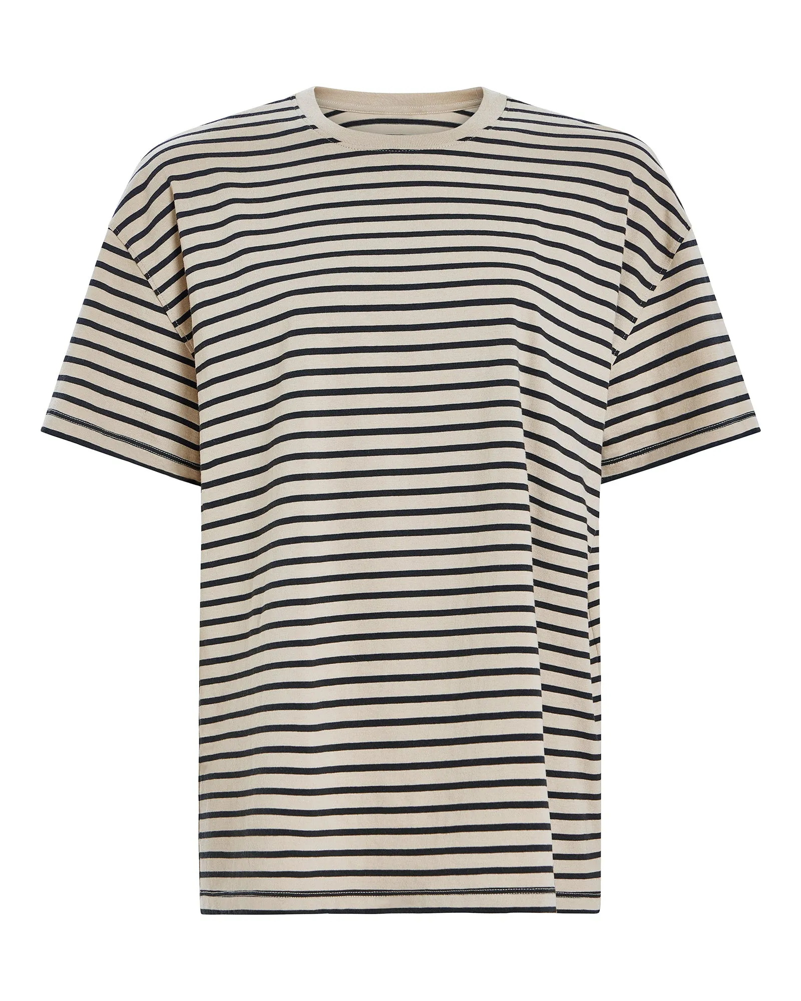 Heavyweight Jersey Oversized Short Sleeve Crew Neck Tee - Dune-Black casual trend
