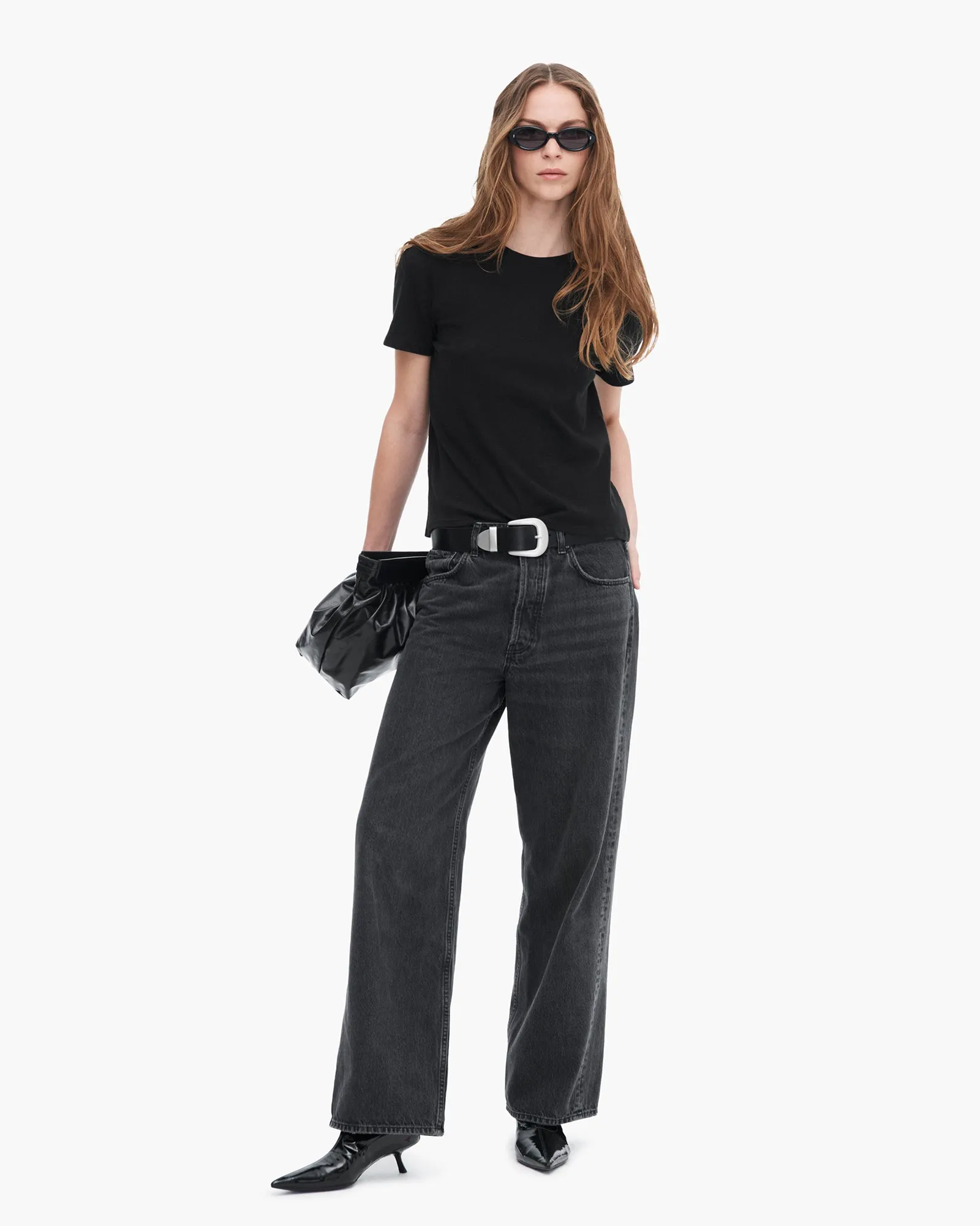 High Torsion Short Sleeve Crew Neck Tee - Black weekend casual