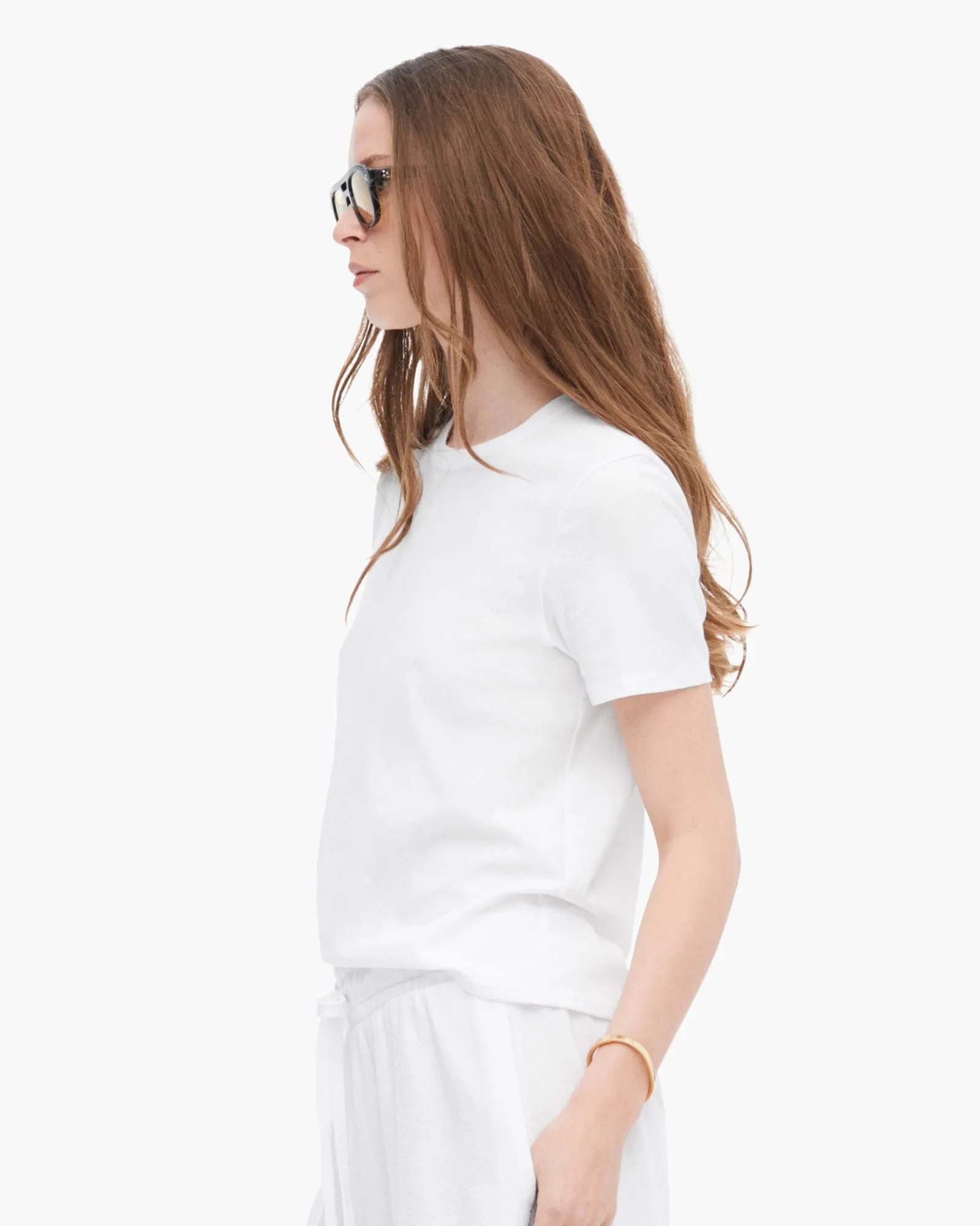 High Torsion Short Sleeve Crew Neck Tee - White everyday basic