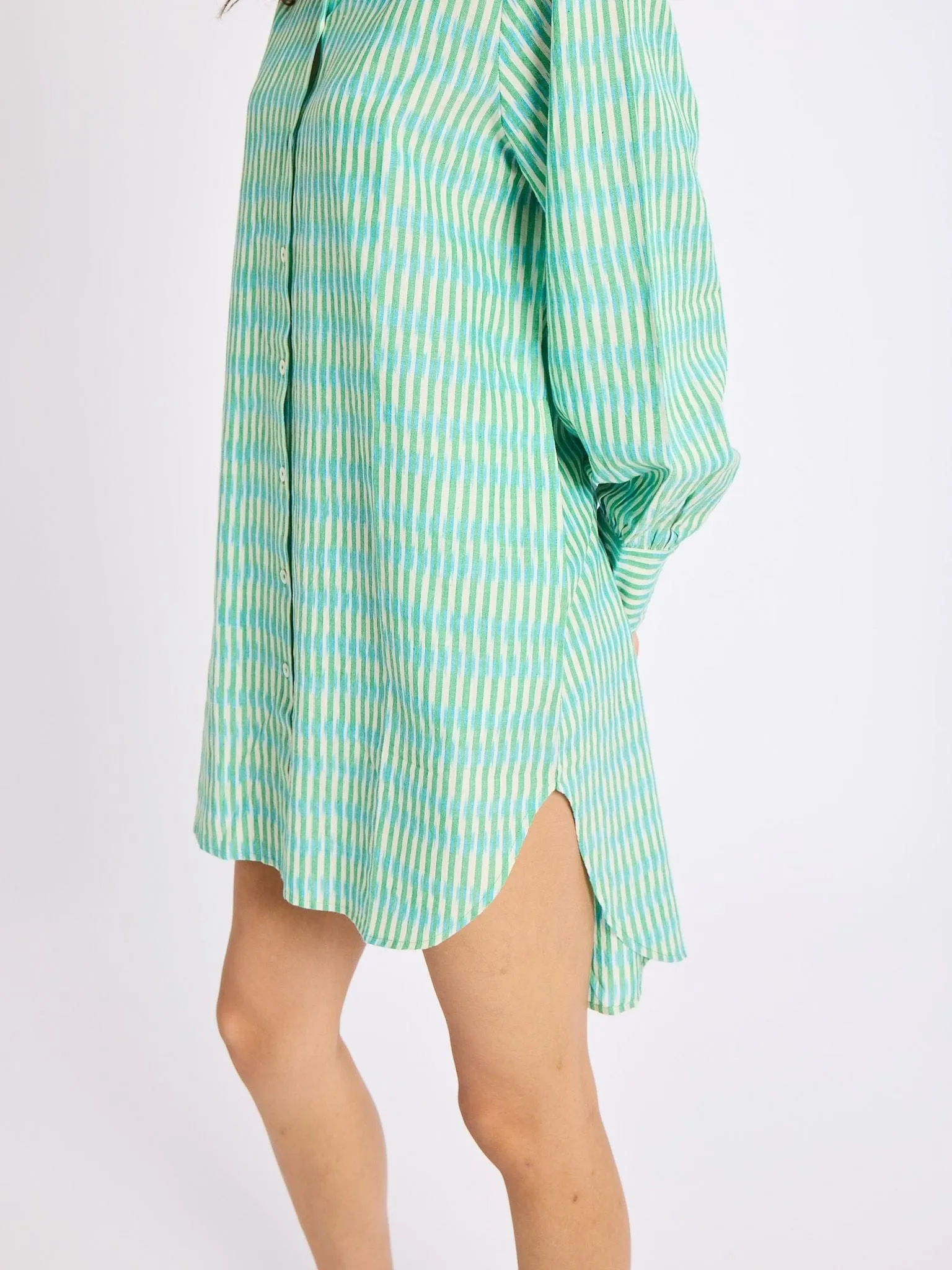 Holly Mini Dress in Green & Blue Ikat light elegance