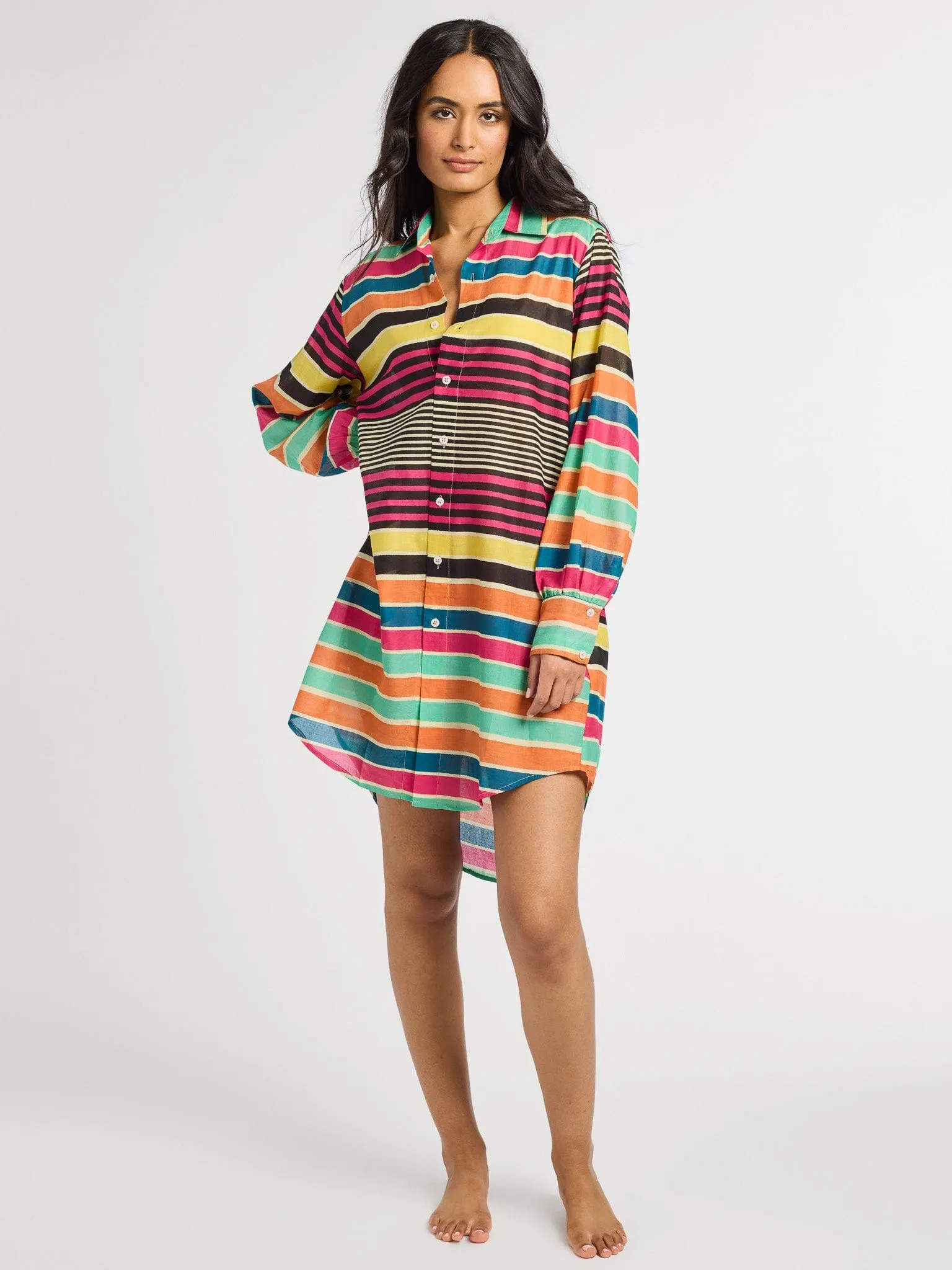 Holly Mini Dress in Ibiza Stripe subtle luxe