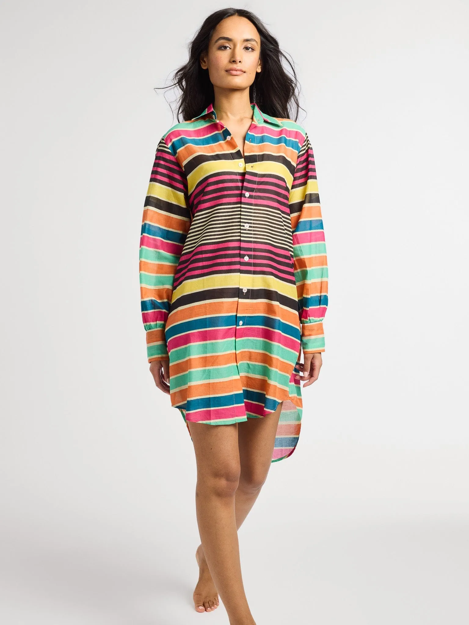 Holly Mini Dress in Ibiza Stripe luxury ease