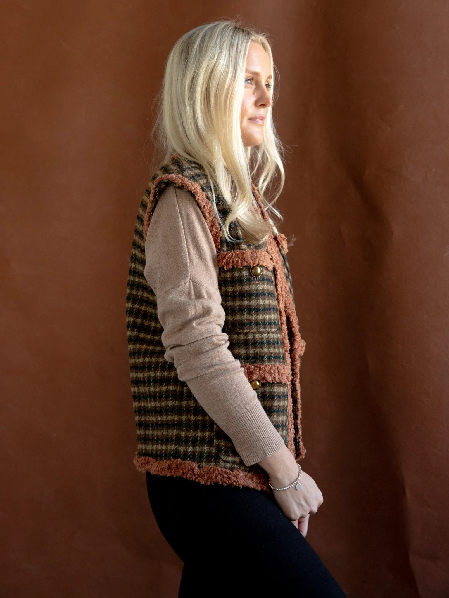 Houndstooth Pocket Vest wild breeze