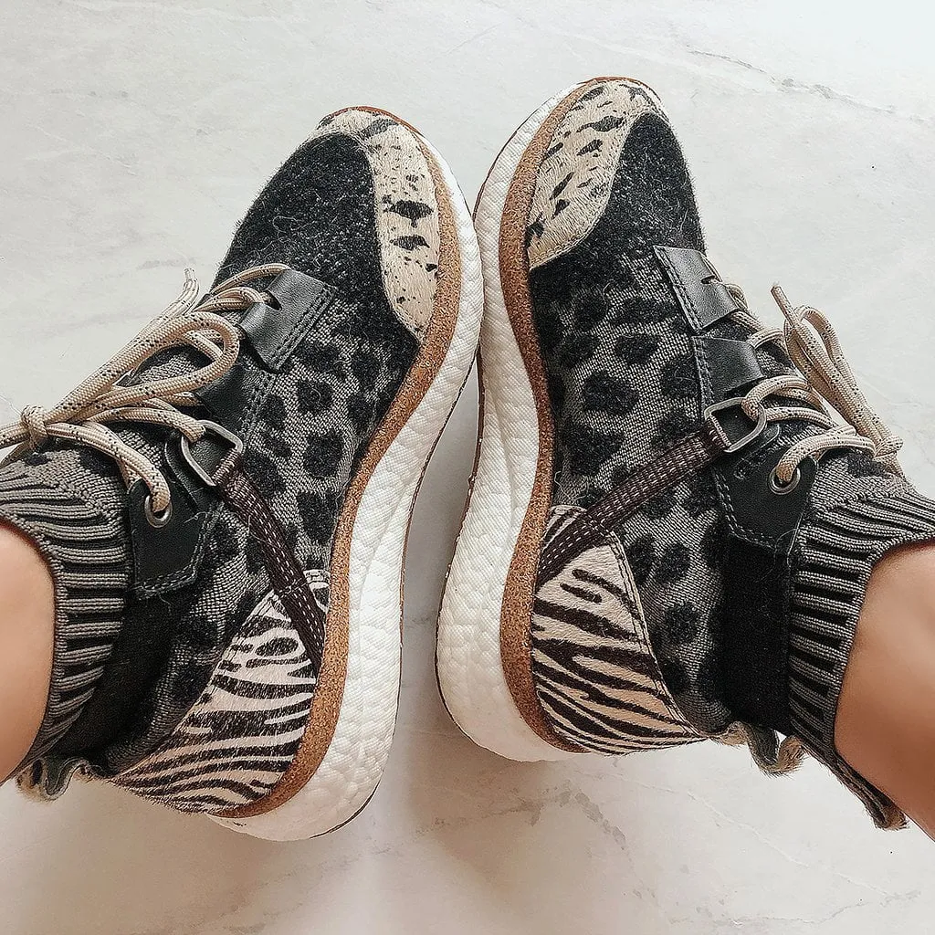 HYBRID in ANIMAL PRINT High Top Sneakers anti slip