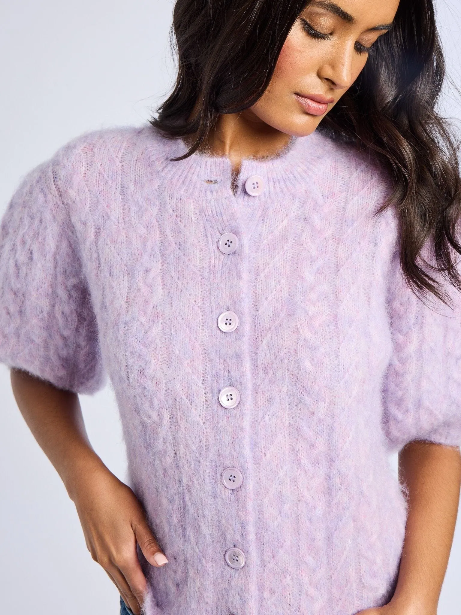 Isa Cardigan in Lilac Stay Relaxed