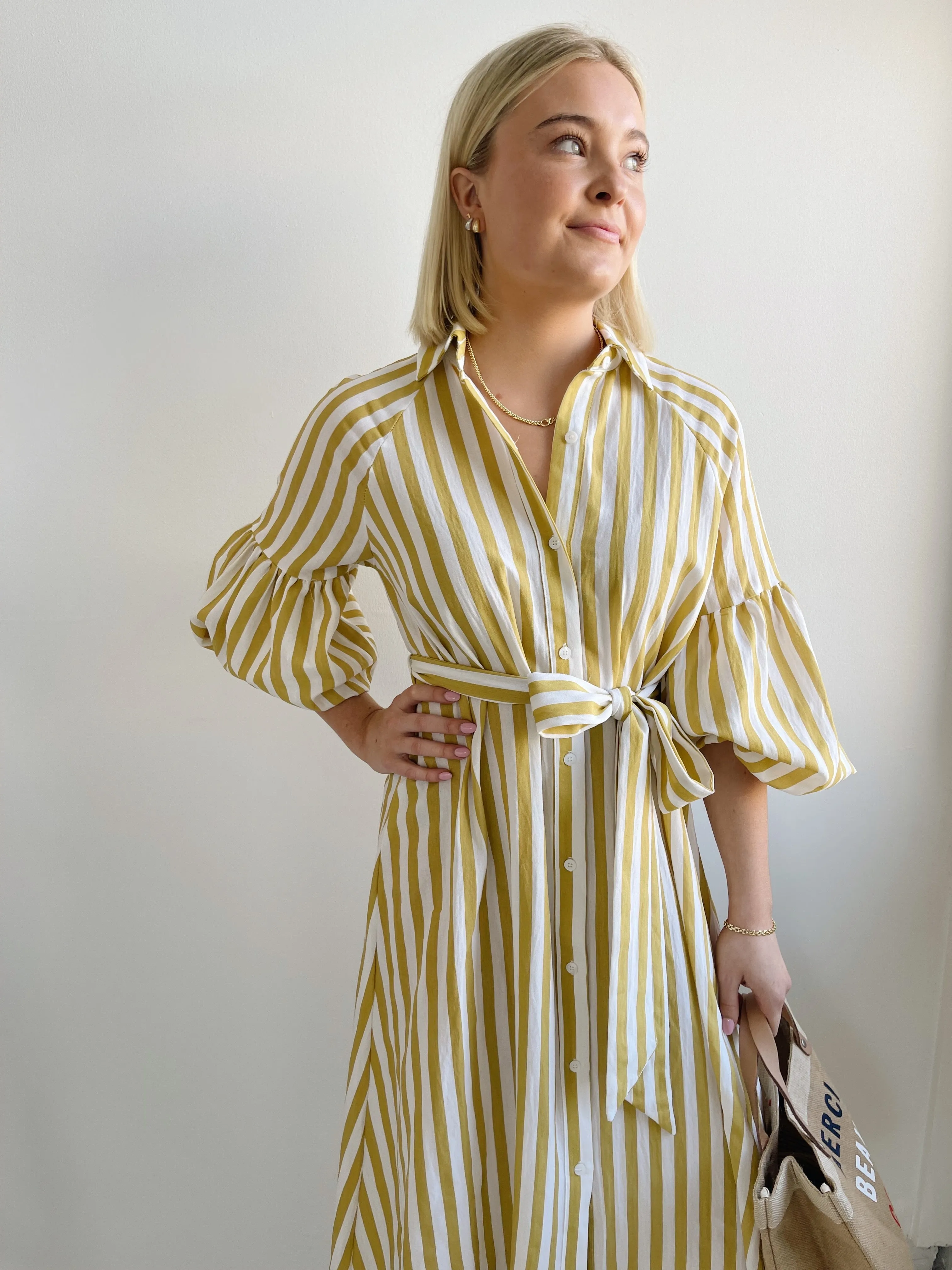 Ischia Yellow Stripe Dress serene glow