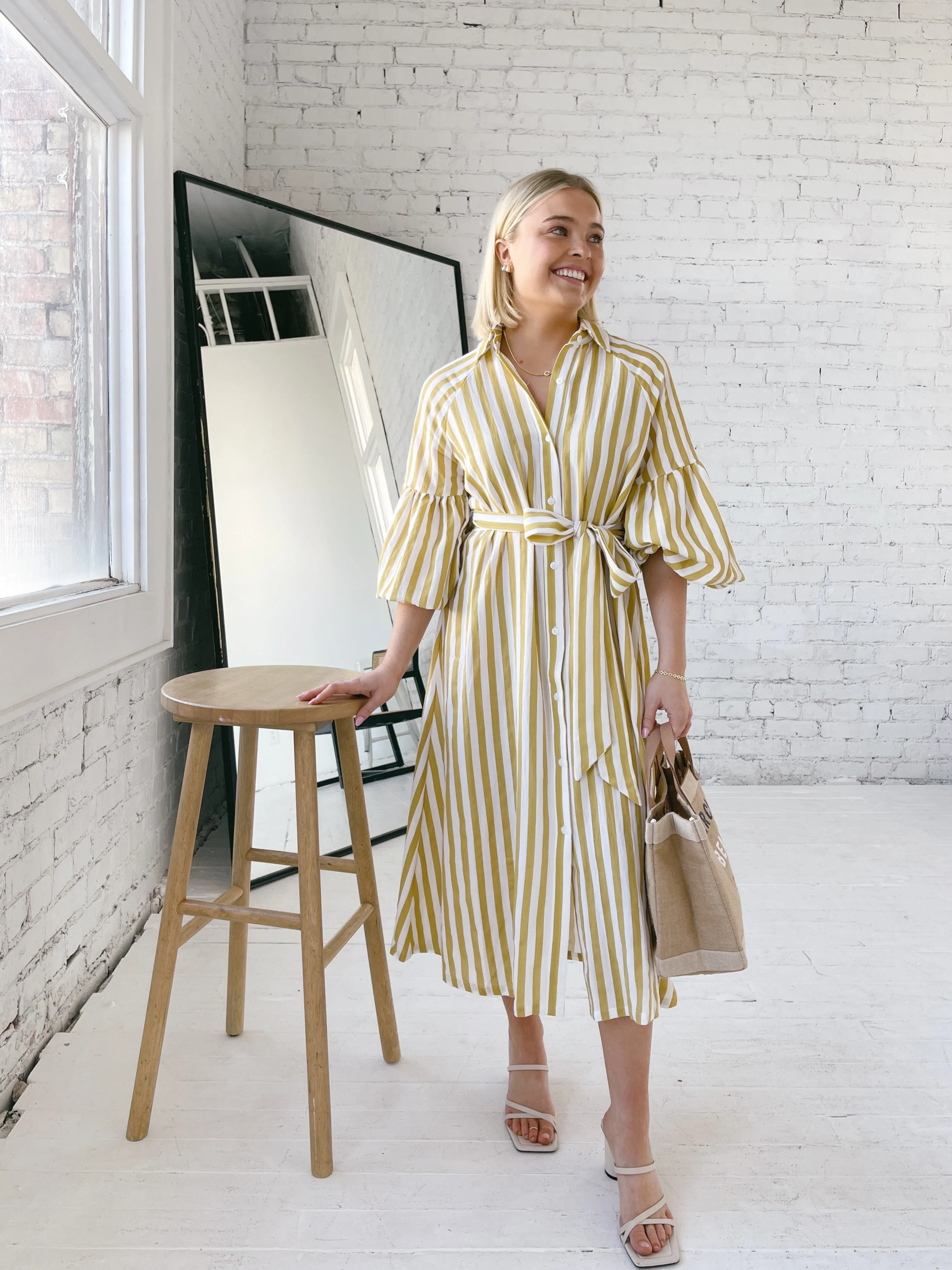 Ischia Yellow Stripe Dress cozy vibe