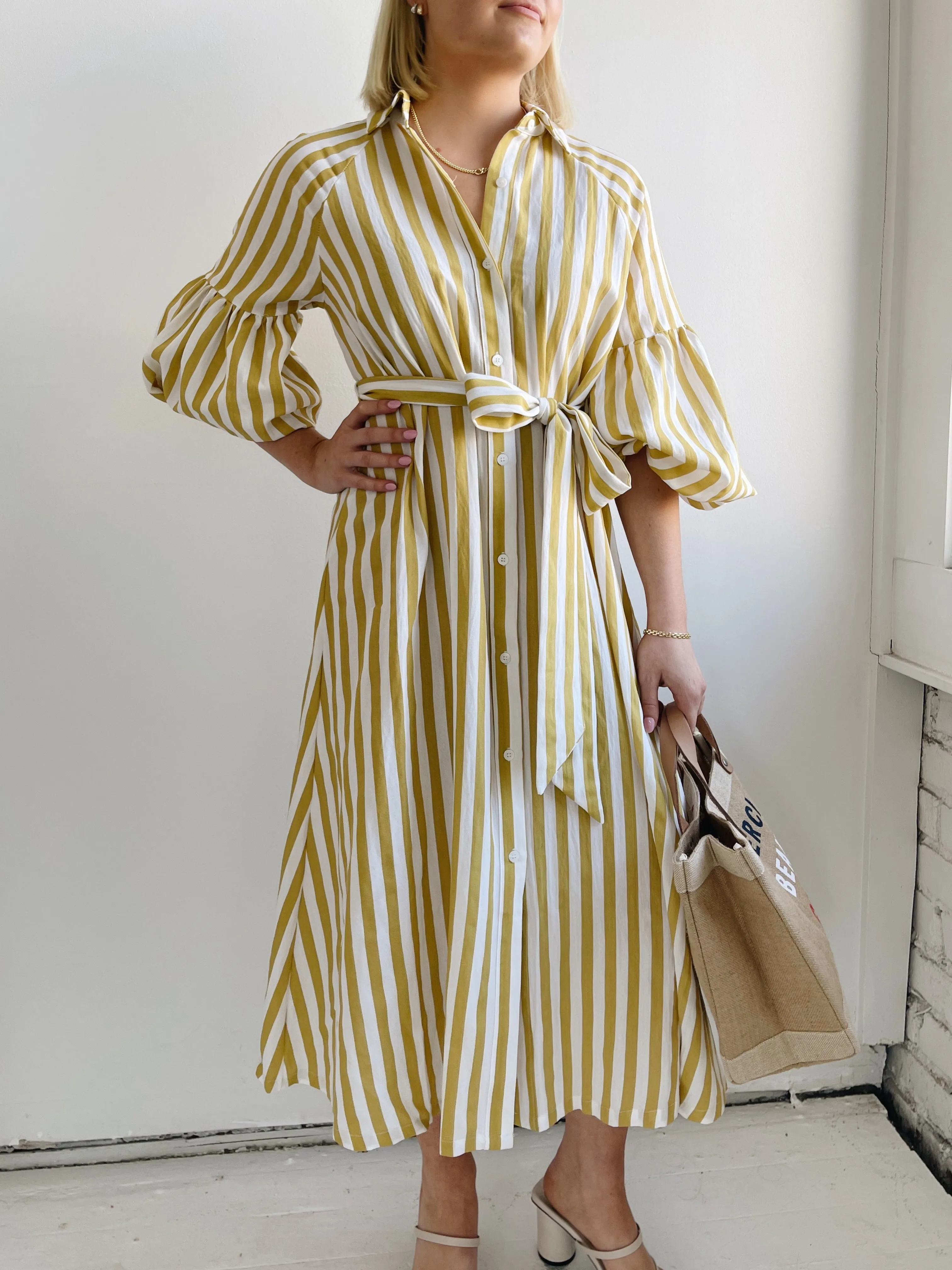 Ischia Yellow Stripe Dress mood tone