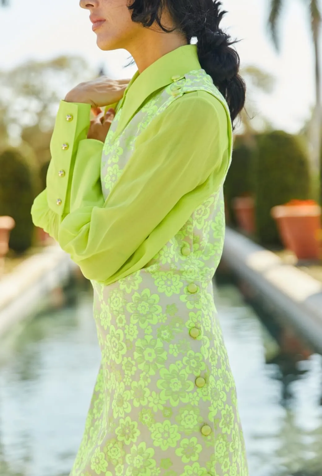 Jackie Dress Tea Length - Lemon Brightline vintage feel