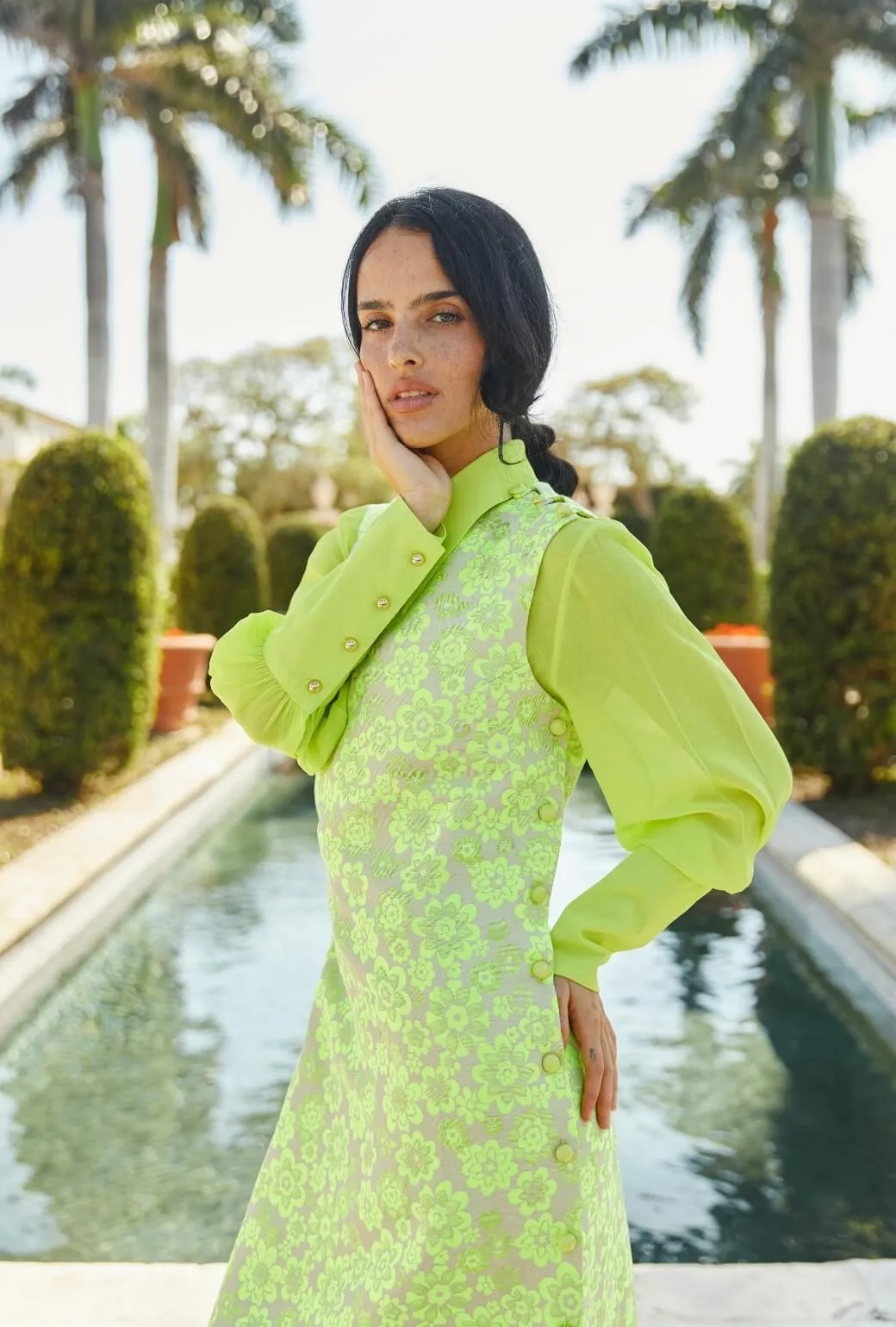 Jackie Dress Tea Length - Lemon Brightline flirty mood