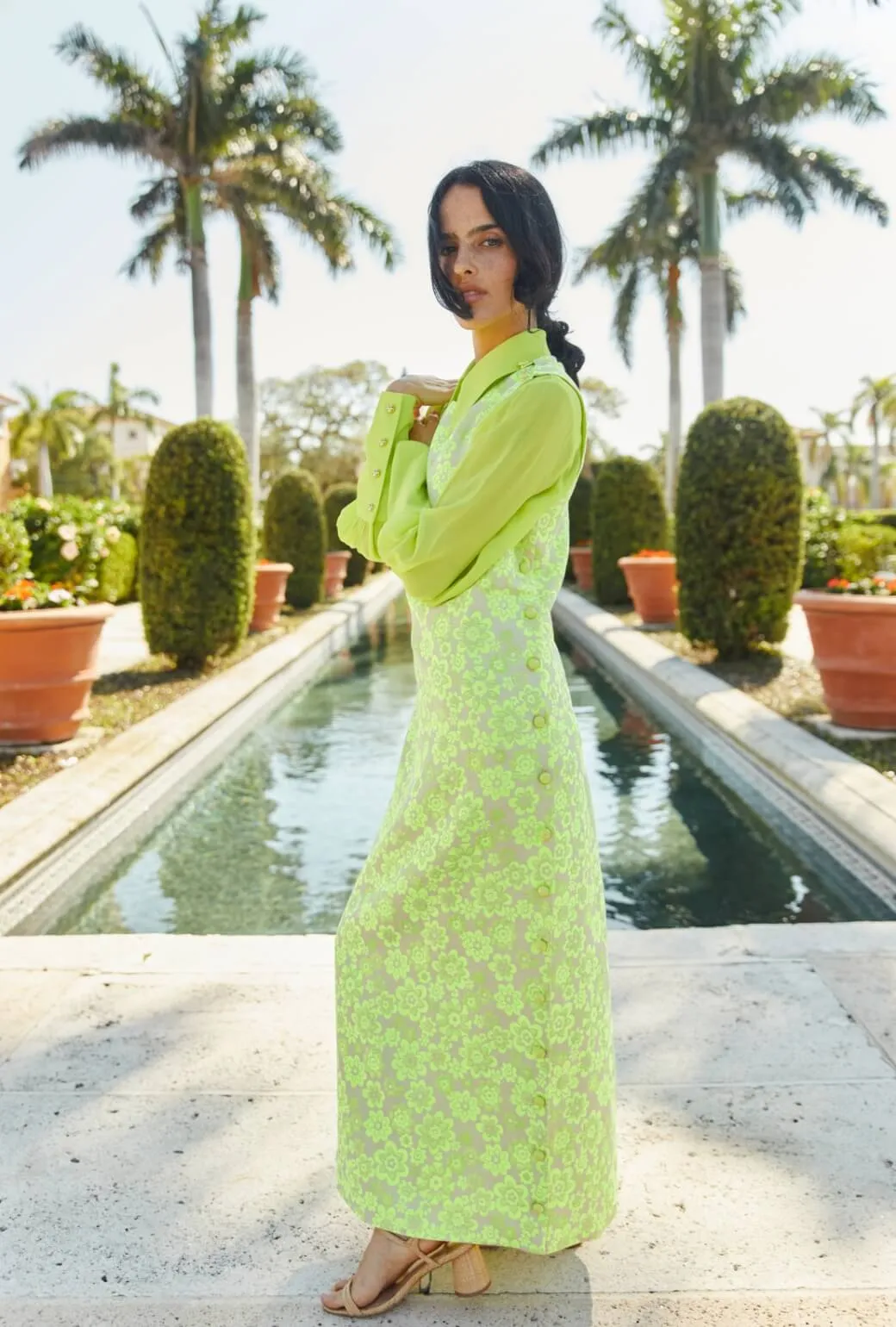 Jackie Dress Tea Length - Lemon Brightline date night