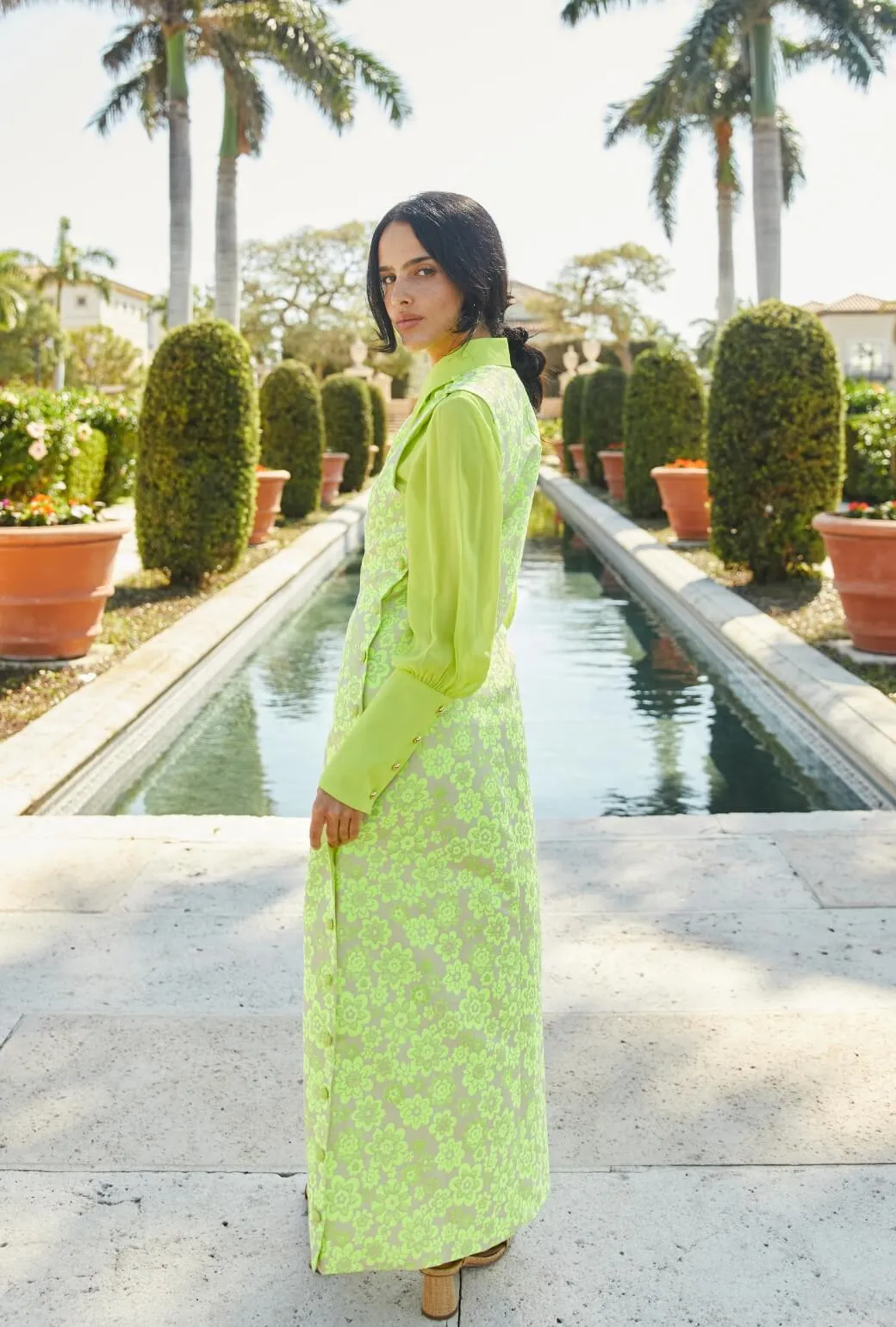 Jackie Dress Tea Length - Lemon Brightline polished edge