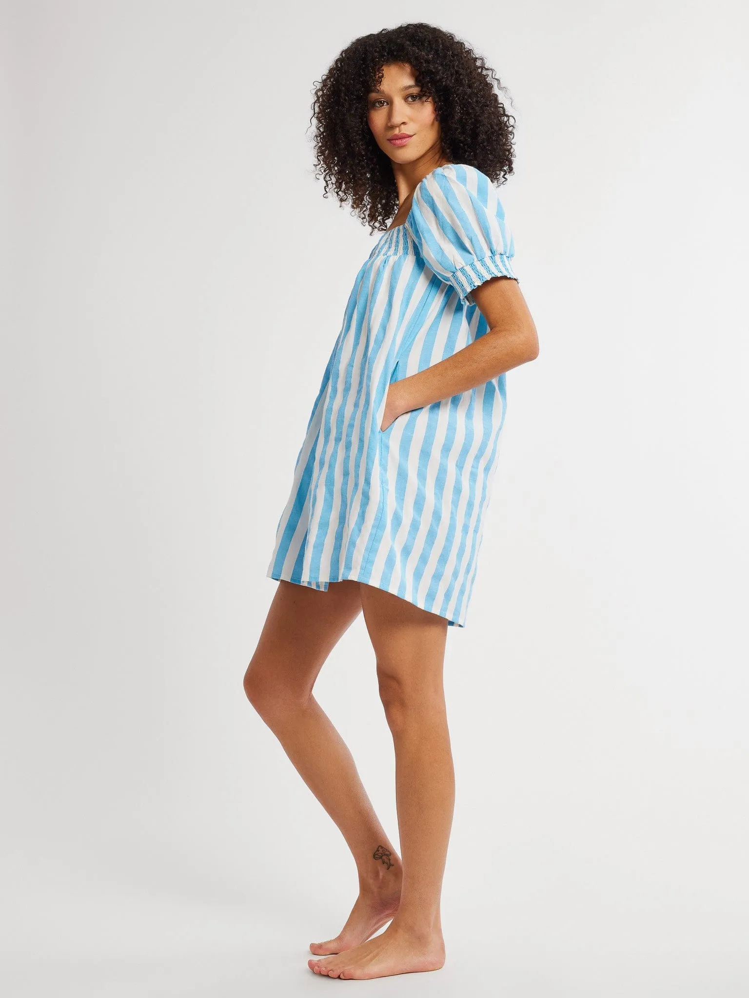 Jane Dress in Atoll Stripe sunny tone