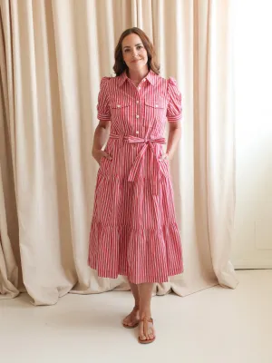 Jessie Striped Midi Shirtdress retro vibe