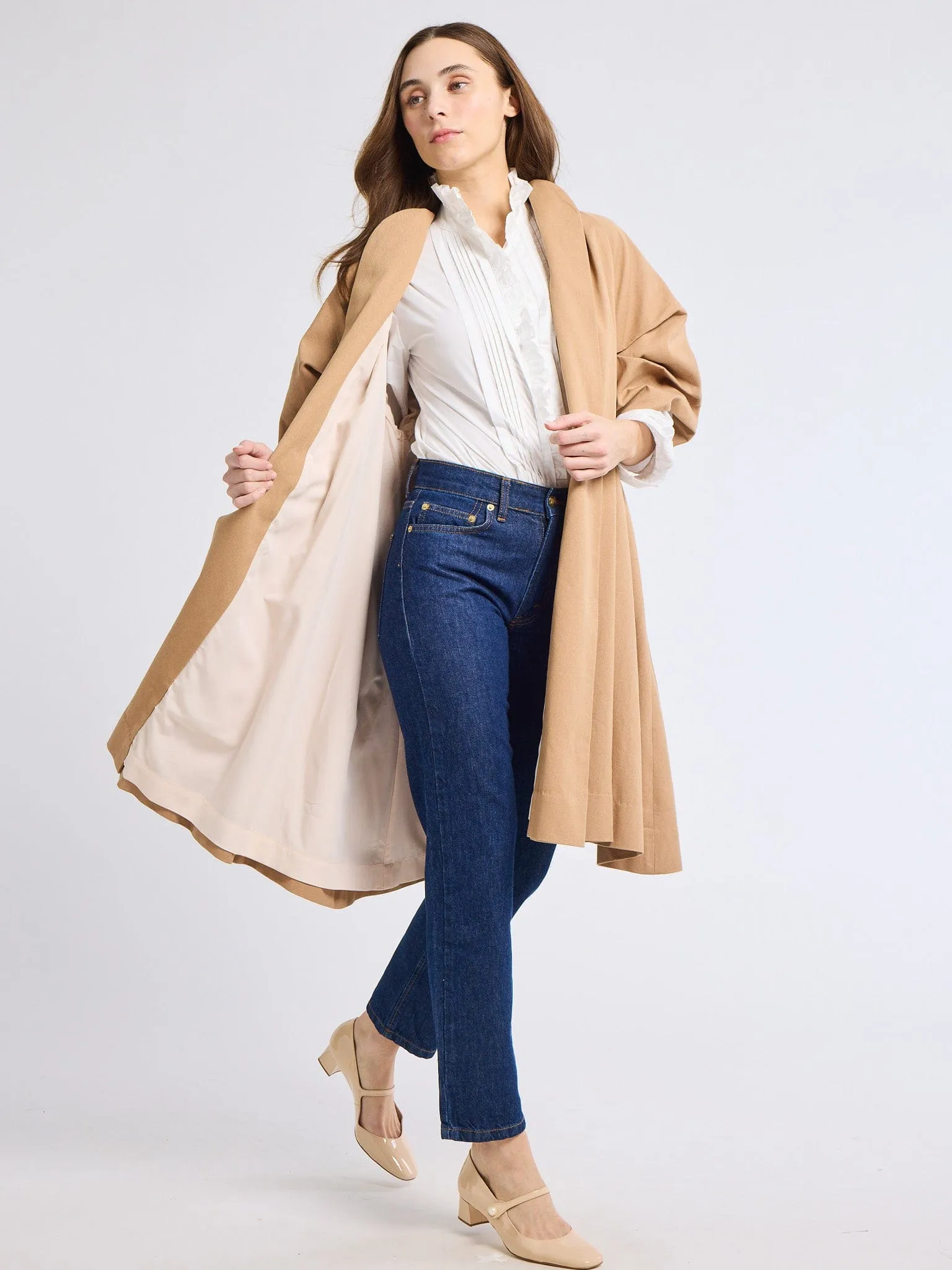 Josephine Coat in Almond wind tone