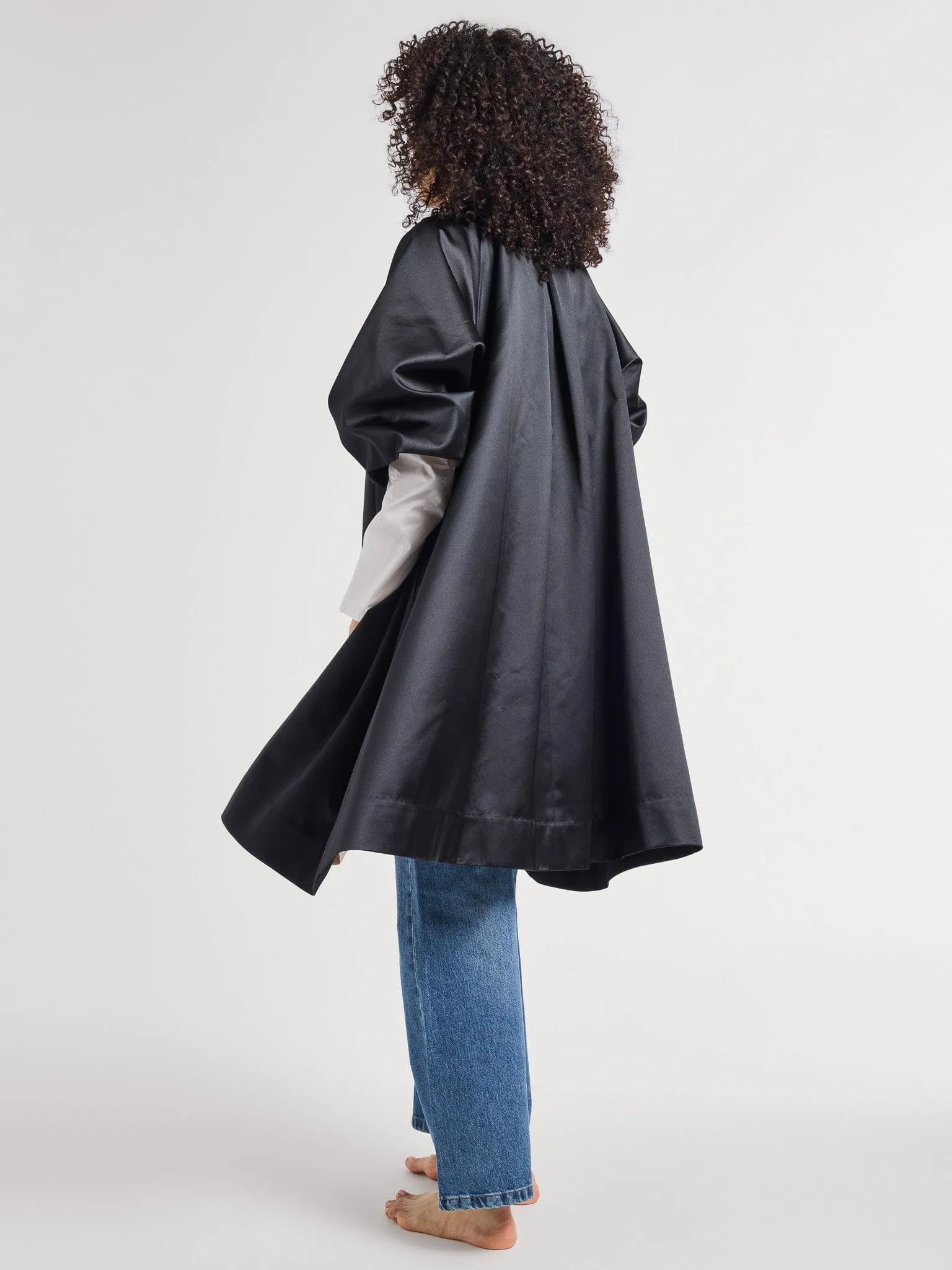 Josephine Coat in Black Satin calm step