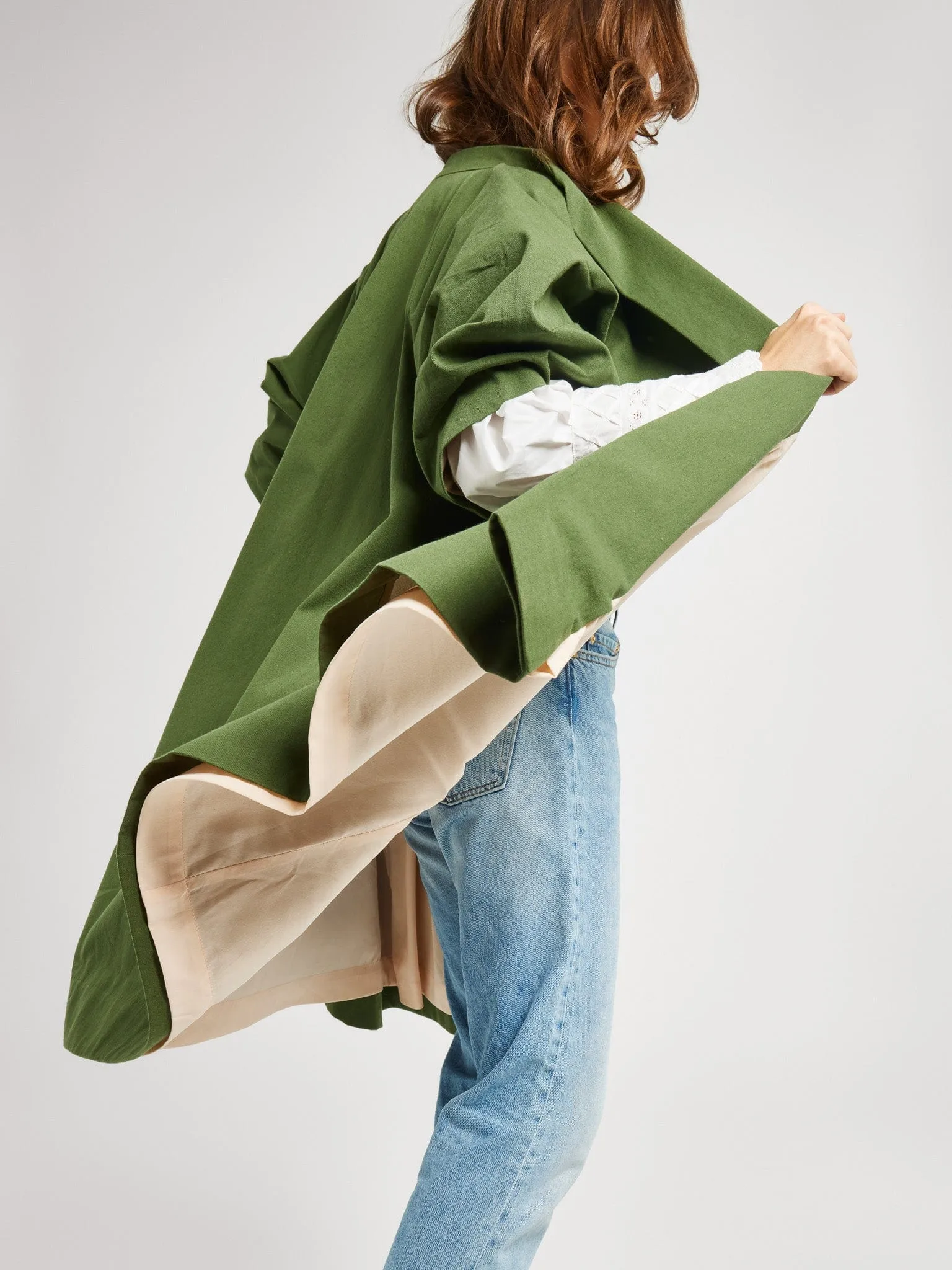 Josephine Coat in Olive cloud step