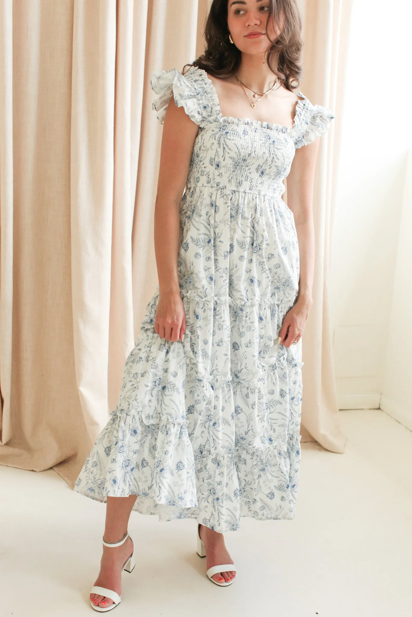 Josie Tiered Midi Dress off duty