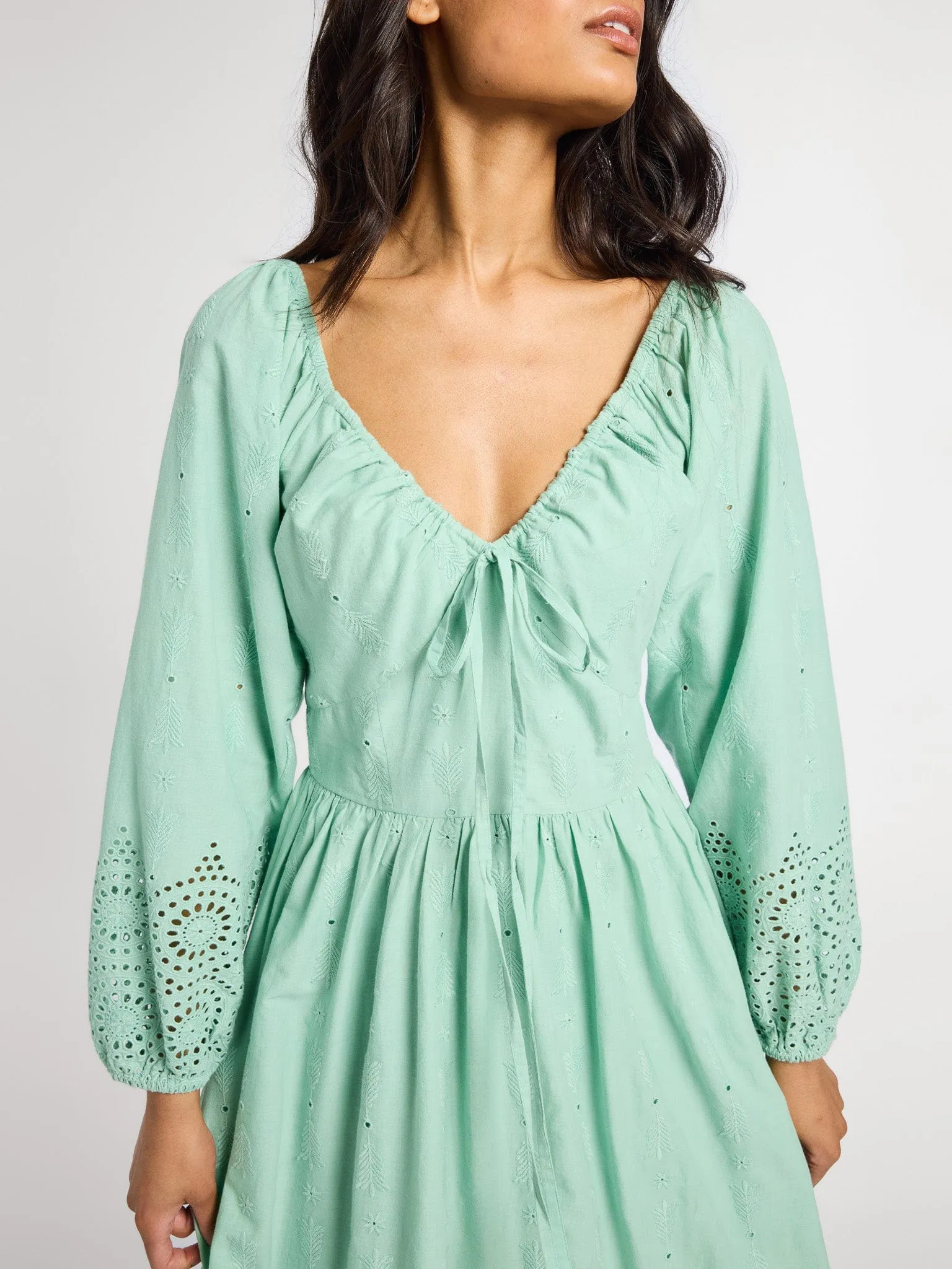 Juliette Dress in Pistachio Eyelet everyday ease