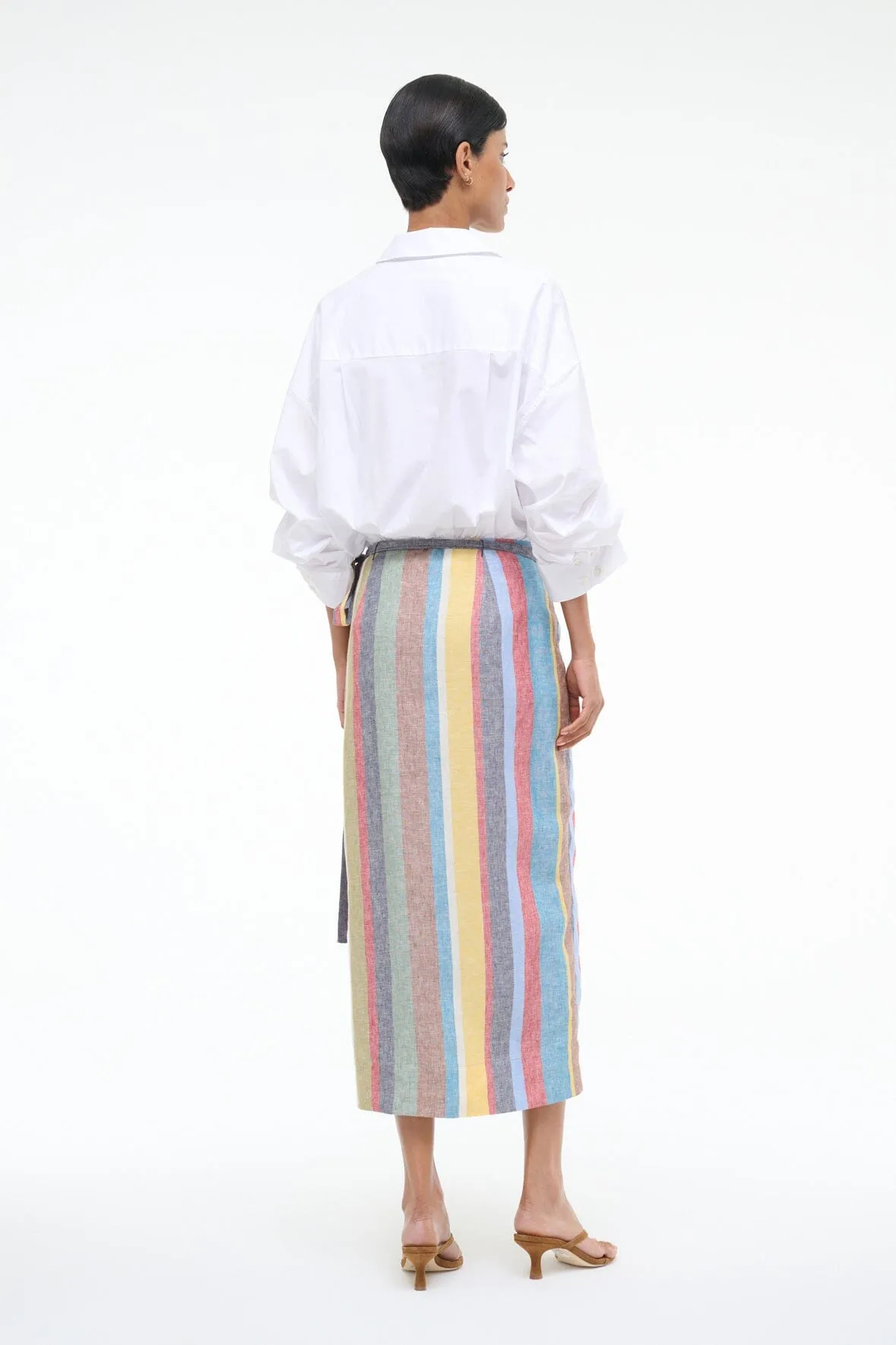 KAITLIN LINEN SKIRT | MARKET STRIPE light carry