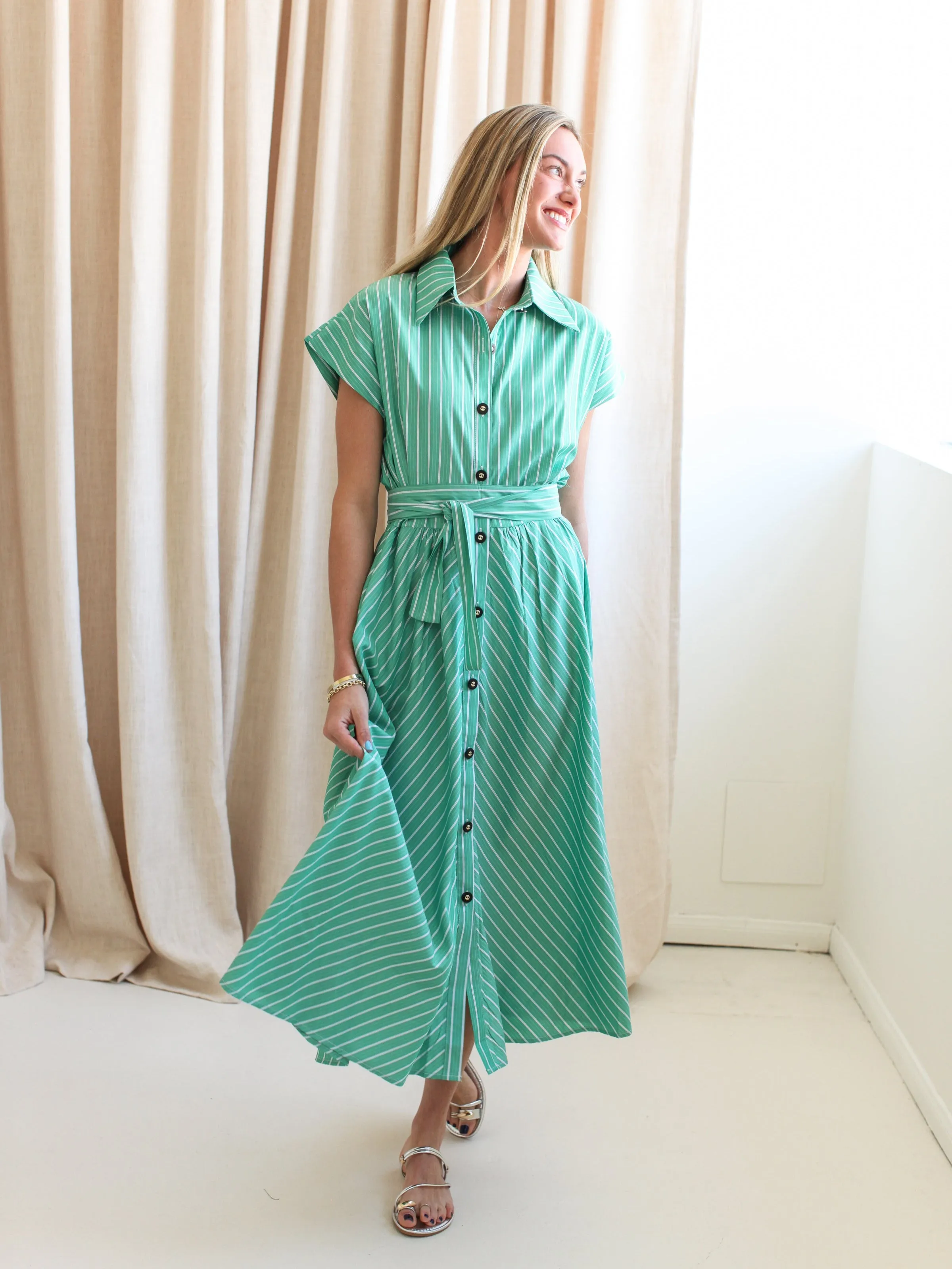 Kelly Green Stripe Dress casual days