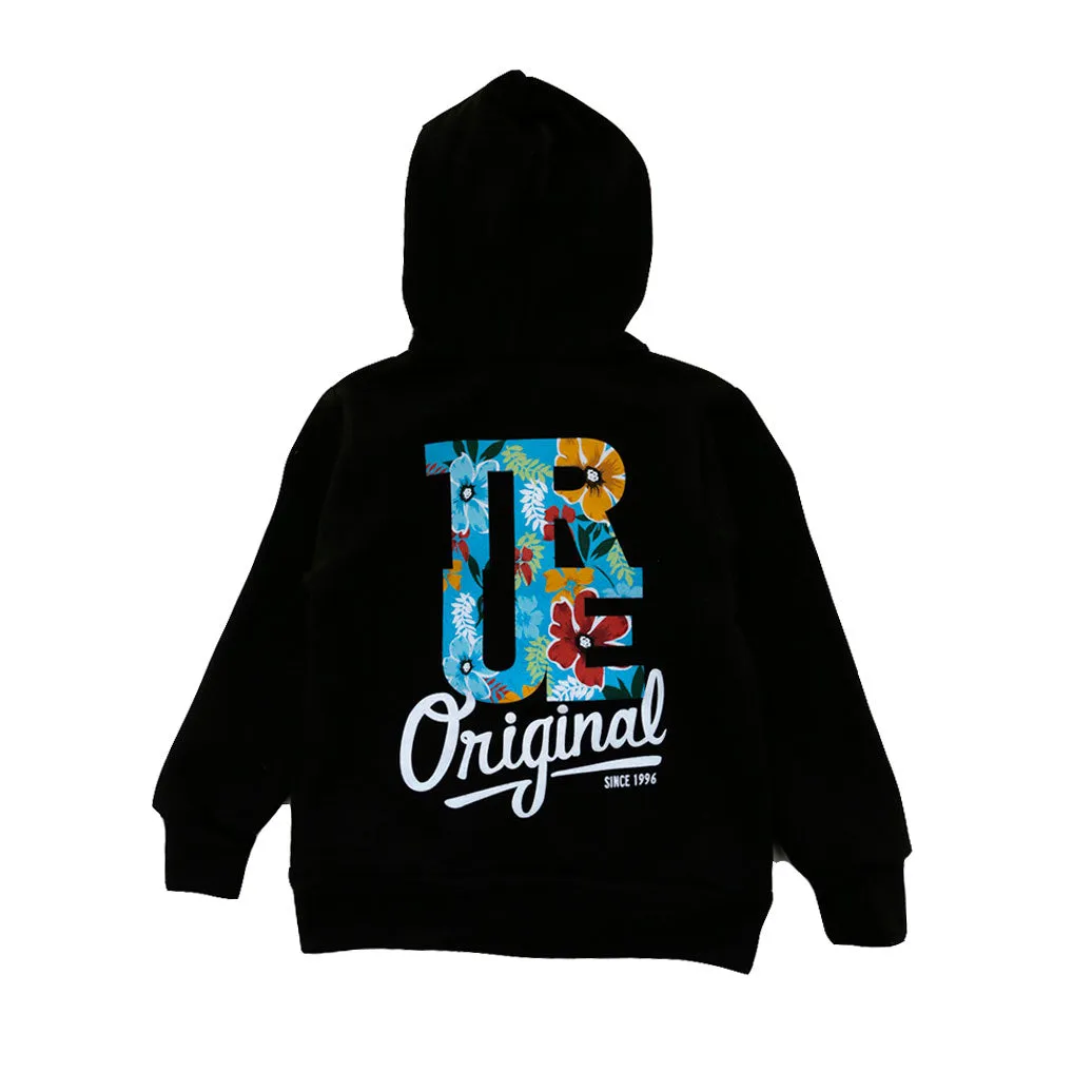 Kids True Floral Hoodie Black Daily casual