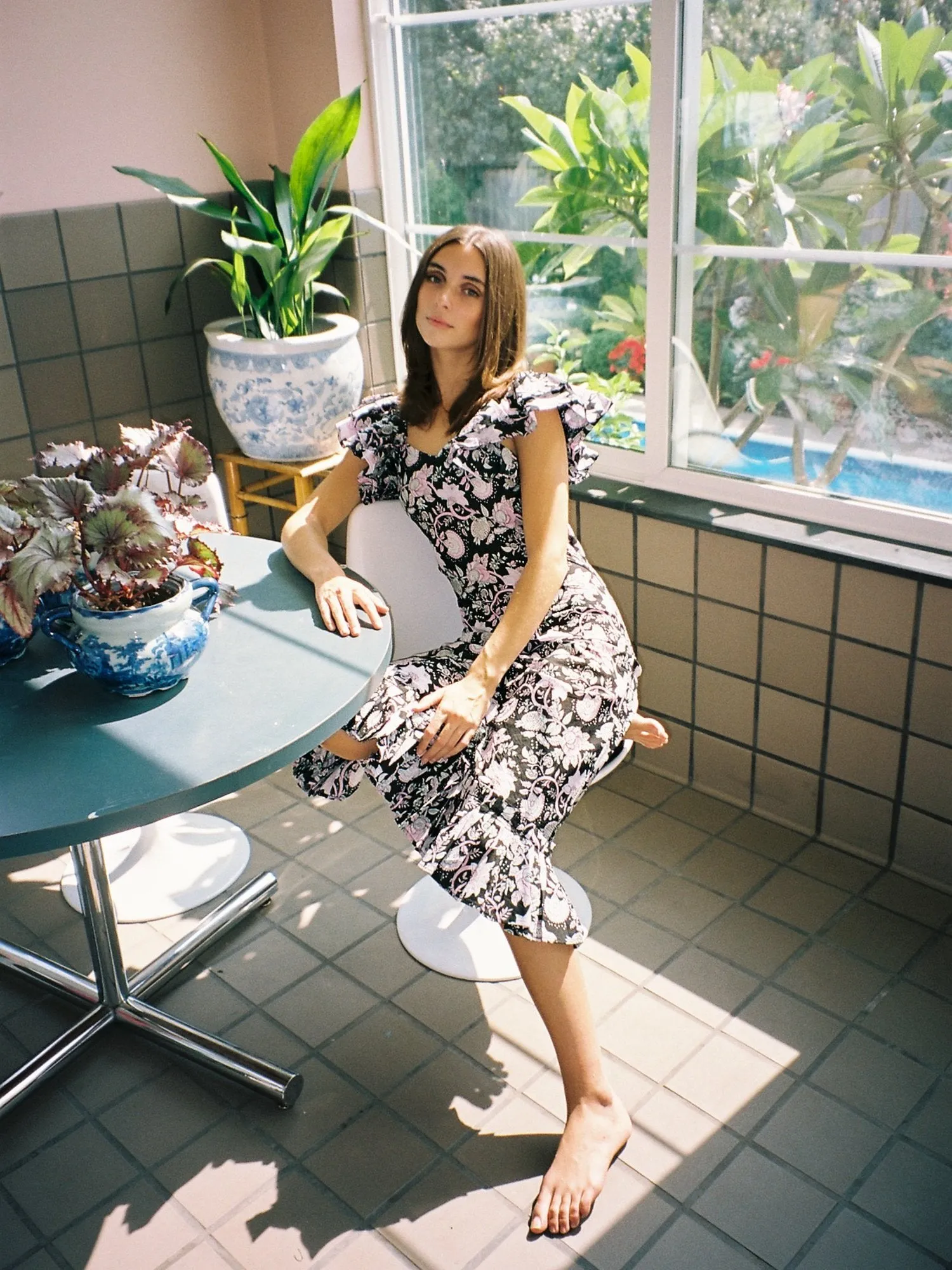 Klara Dress in Tropical Night sunset walk