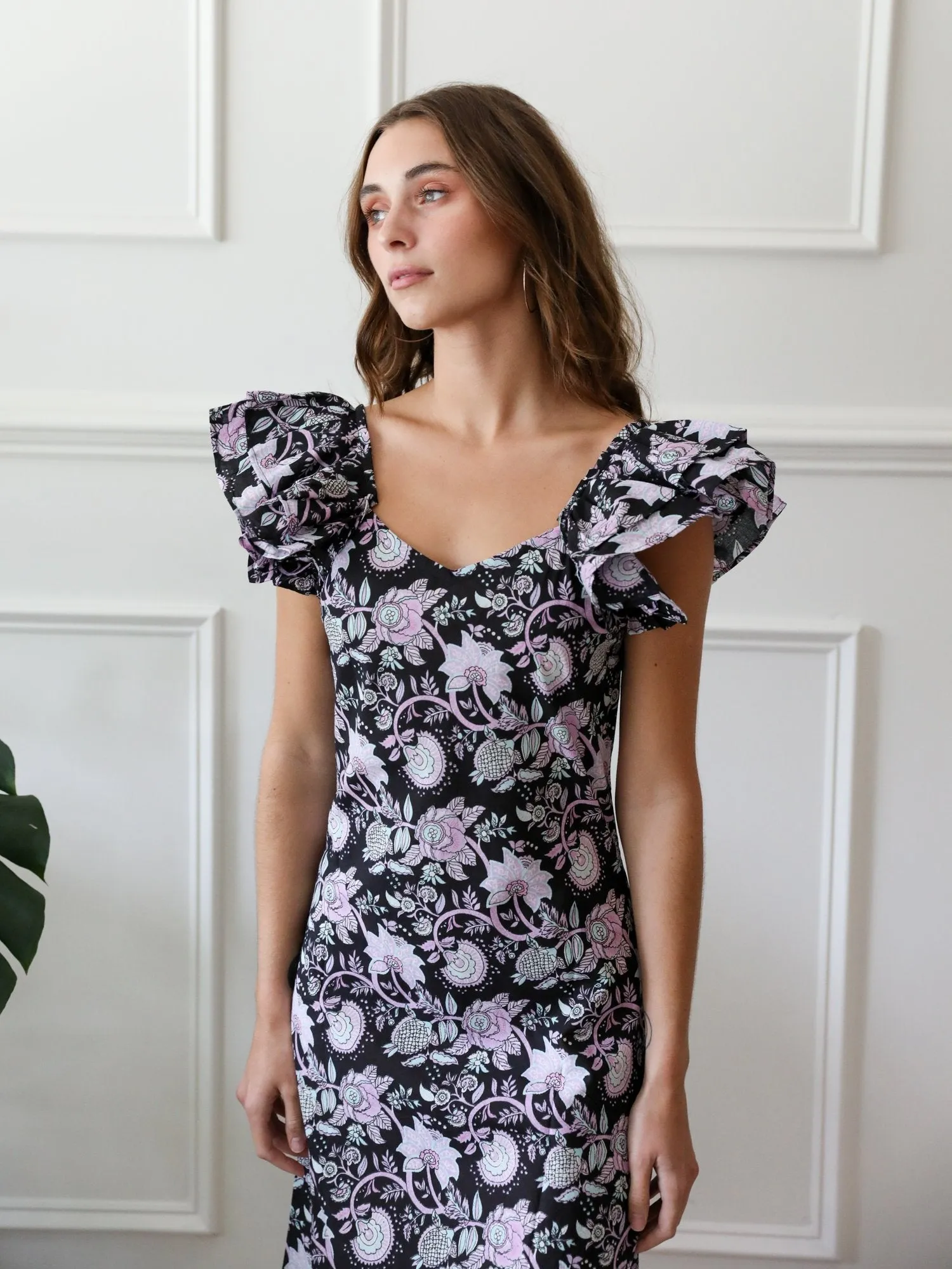 Klara Dress in Tropical Night sunset walk