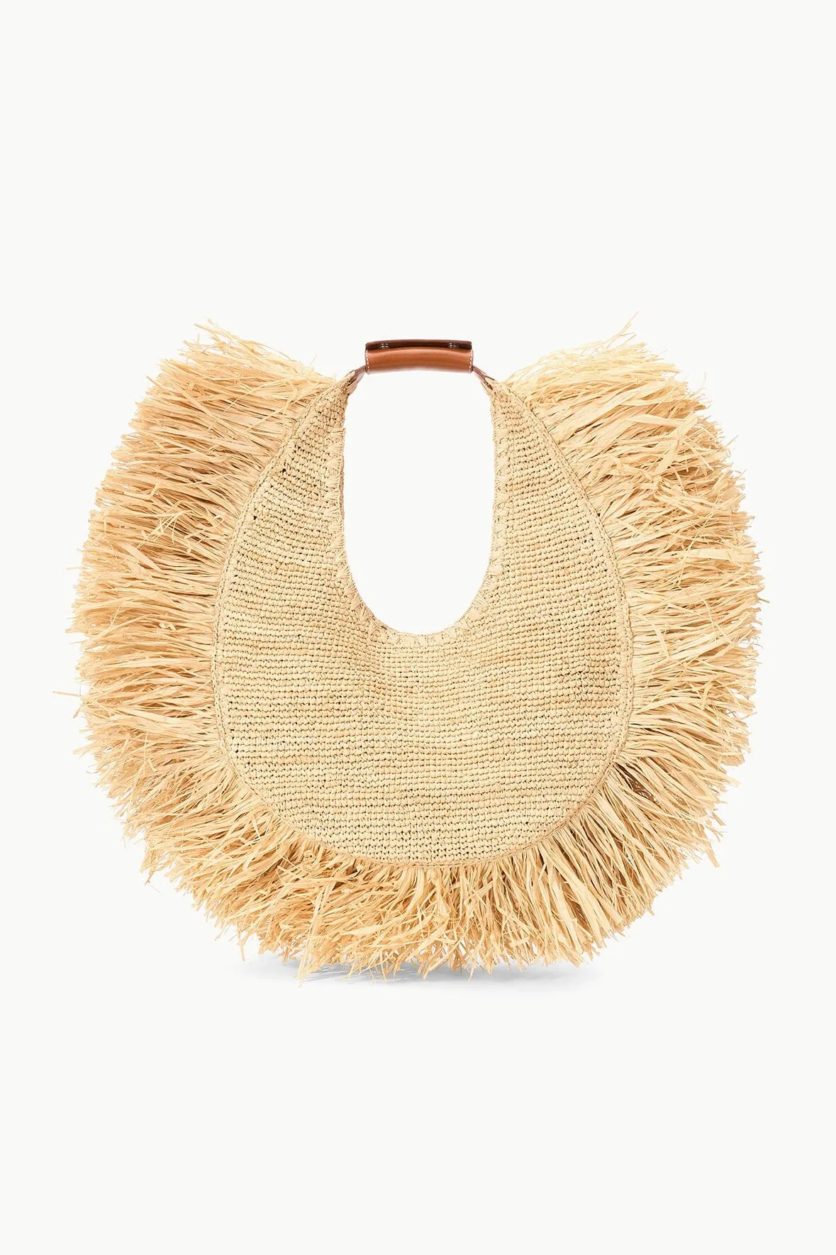 LARGE RAFFIA MOON TOTE BAG | NATURAL FRINGE mom style