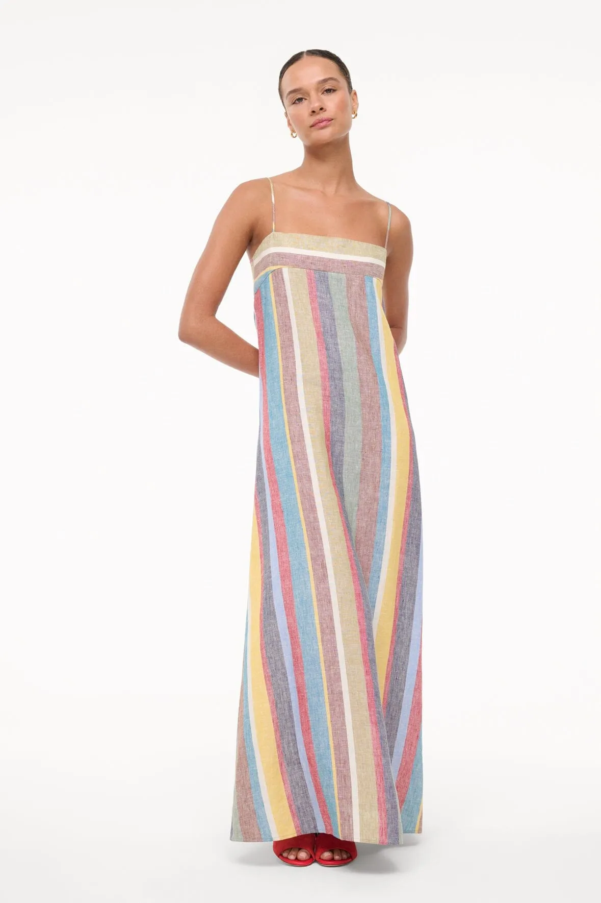 LAURA LINEN DRESS | MARKET STRIPE playful vibe