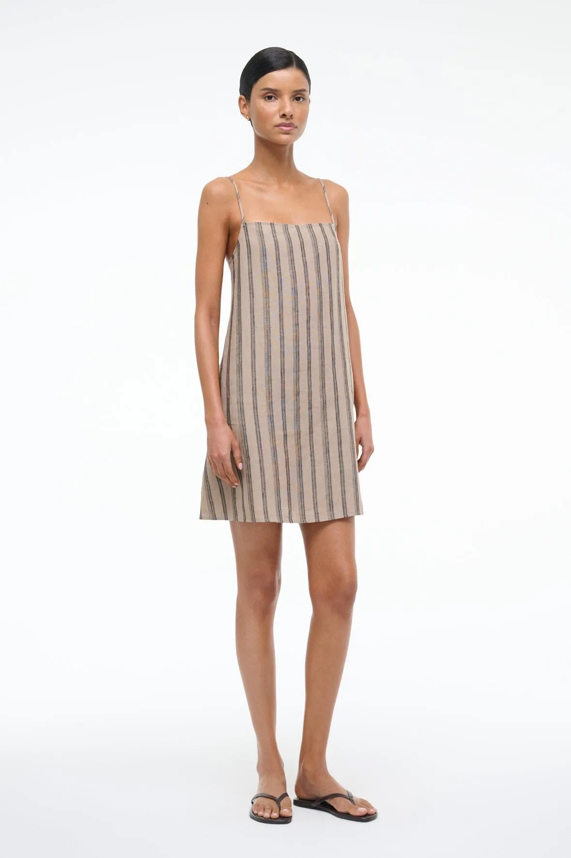 LAURA LINEN MINI DRESS | SAHARA STRIPE comfy glow