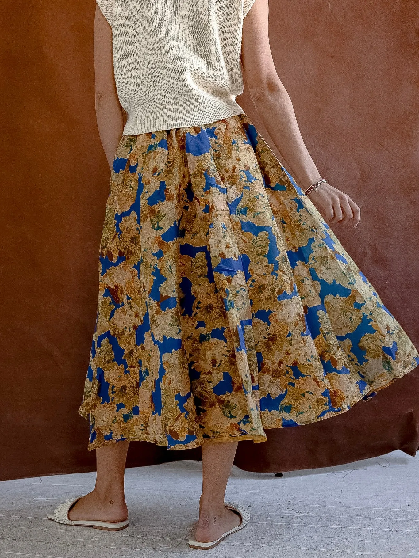 Laurel Floral Midi Skirt detail work
