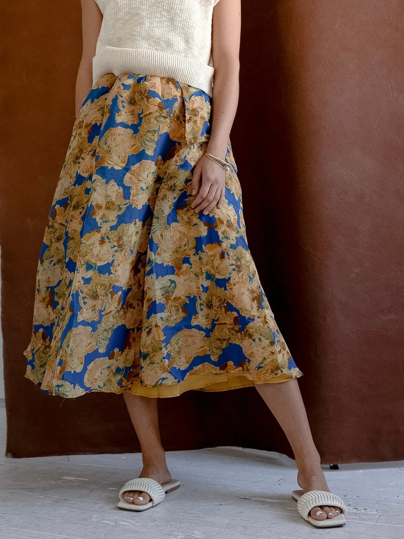 Laurel Floral Midi Skirt summer breeze