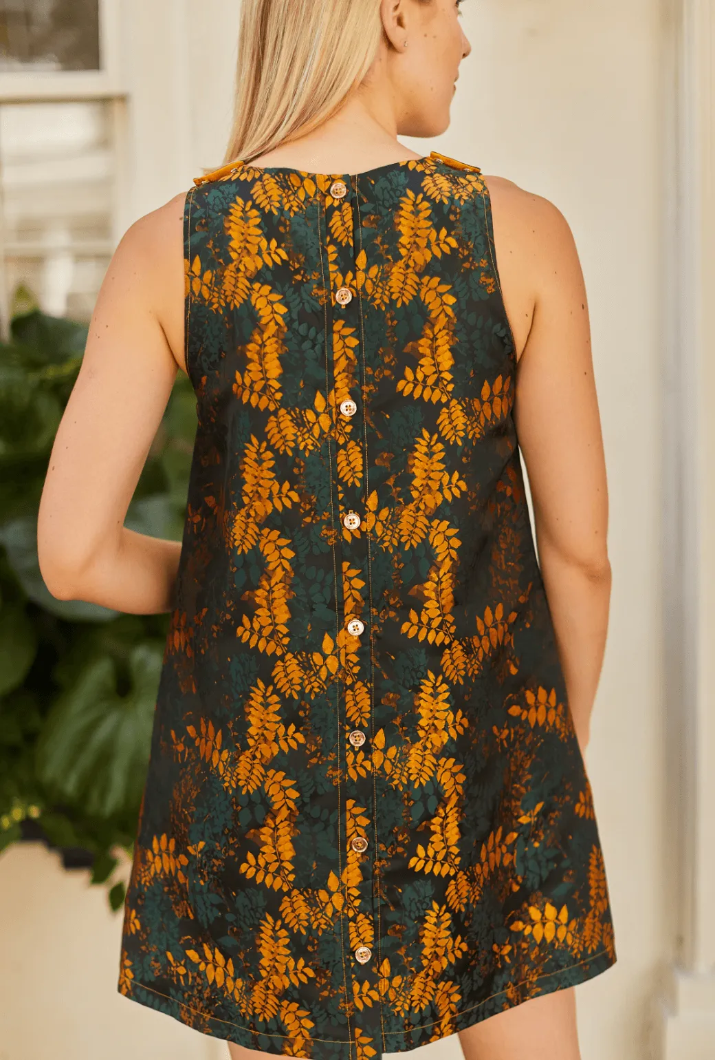 Le V Mod Dress - Emerald & Gold happy mood