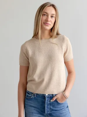 Lelia Short Sleeve Knit- Taupe Outdoor Ease