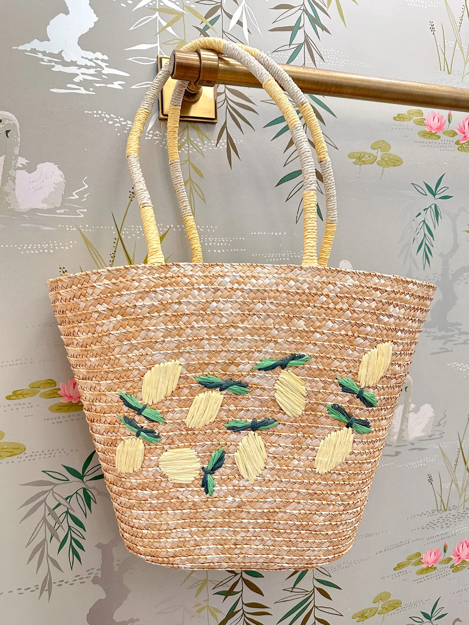 Lemon Straw Tote roomy mood
