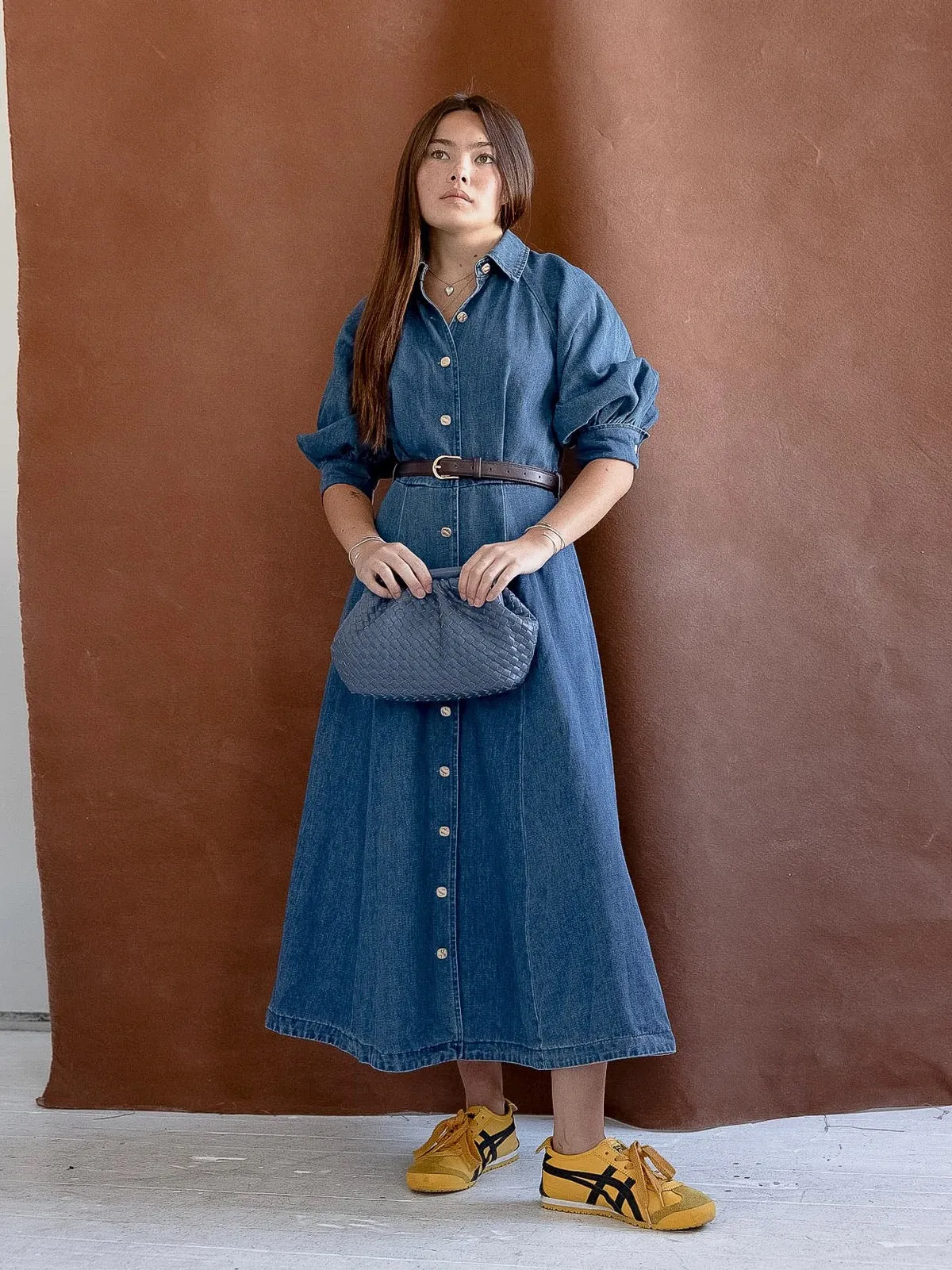 Lena Denim Belted Dress romantic mood