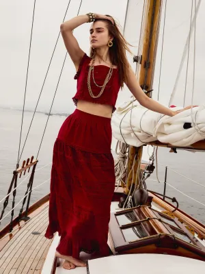 Leni Skirt in Cherry Lace breathable fabric