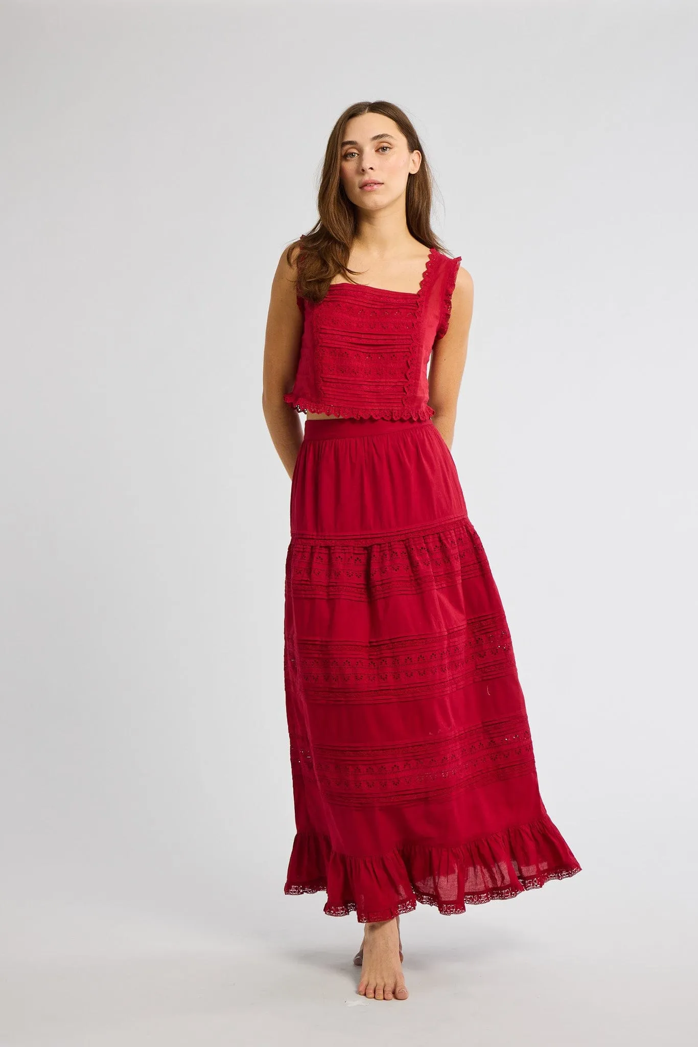 Leni Skirt in Cherry Lace youthful charm